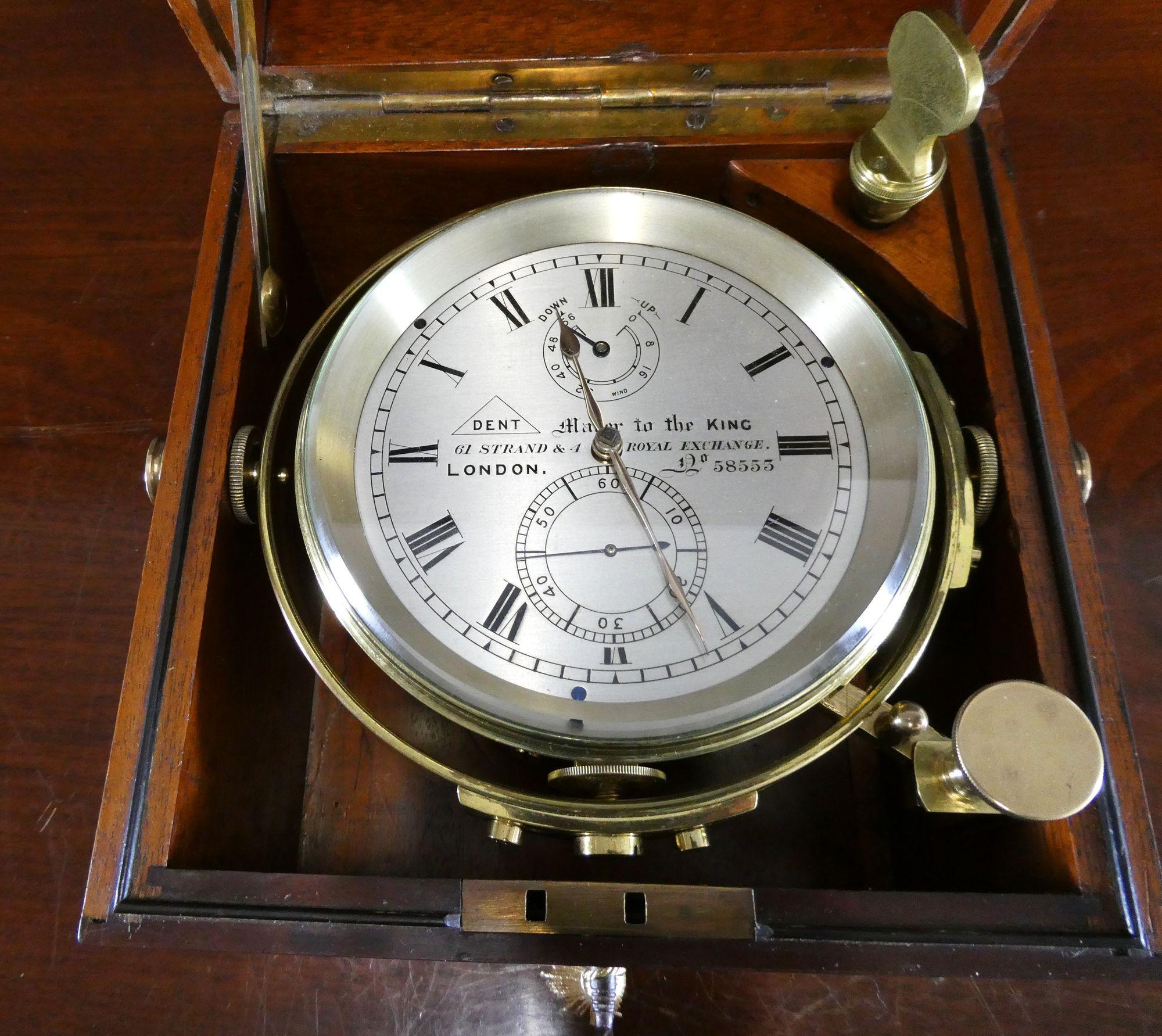 English Fine Two Day Marine Chronometer by Dent, London. No58553 For Sale