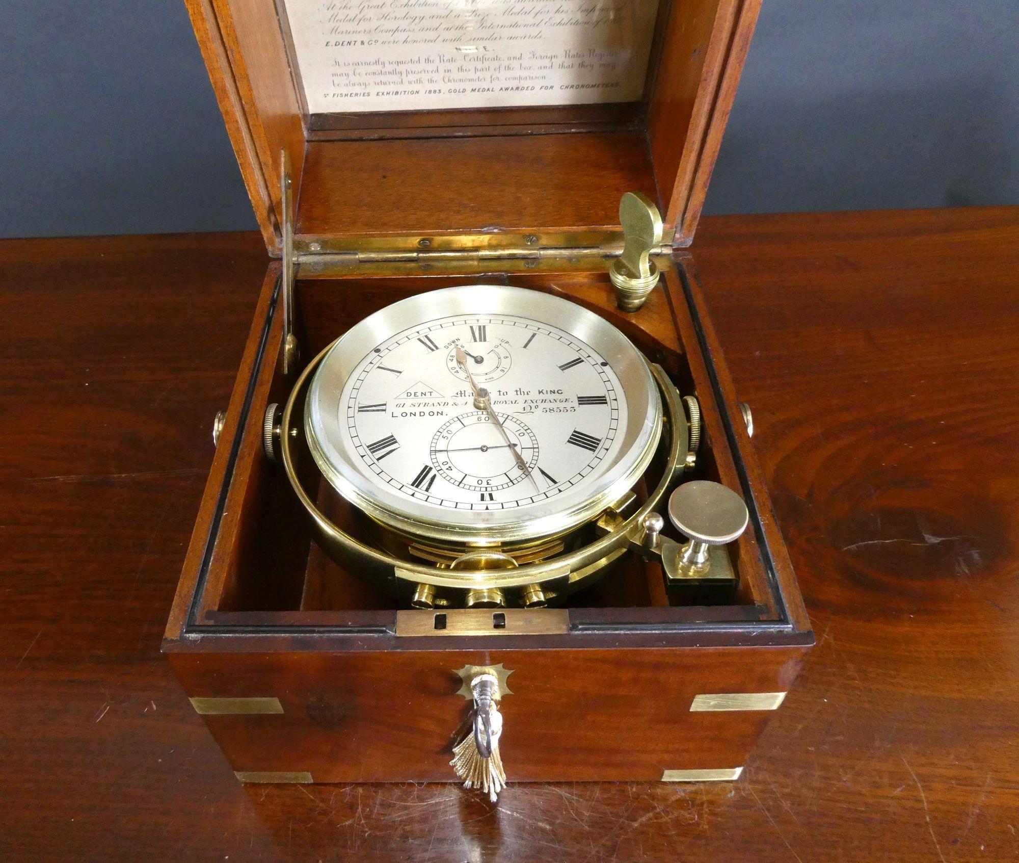 Early 20th Century Fine Two Day Marine Chronometer by Dent, London. No58553 For Sale