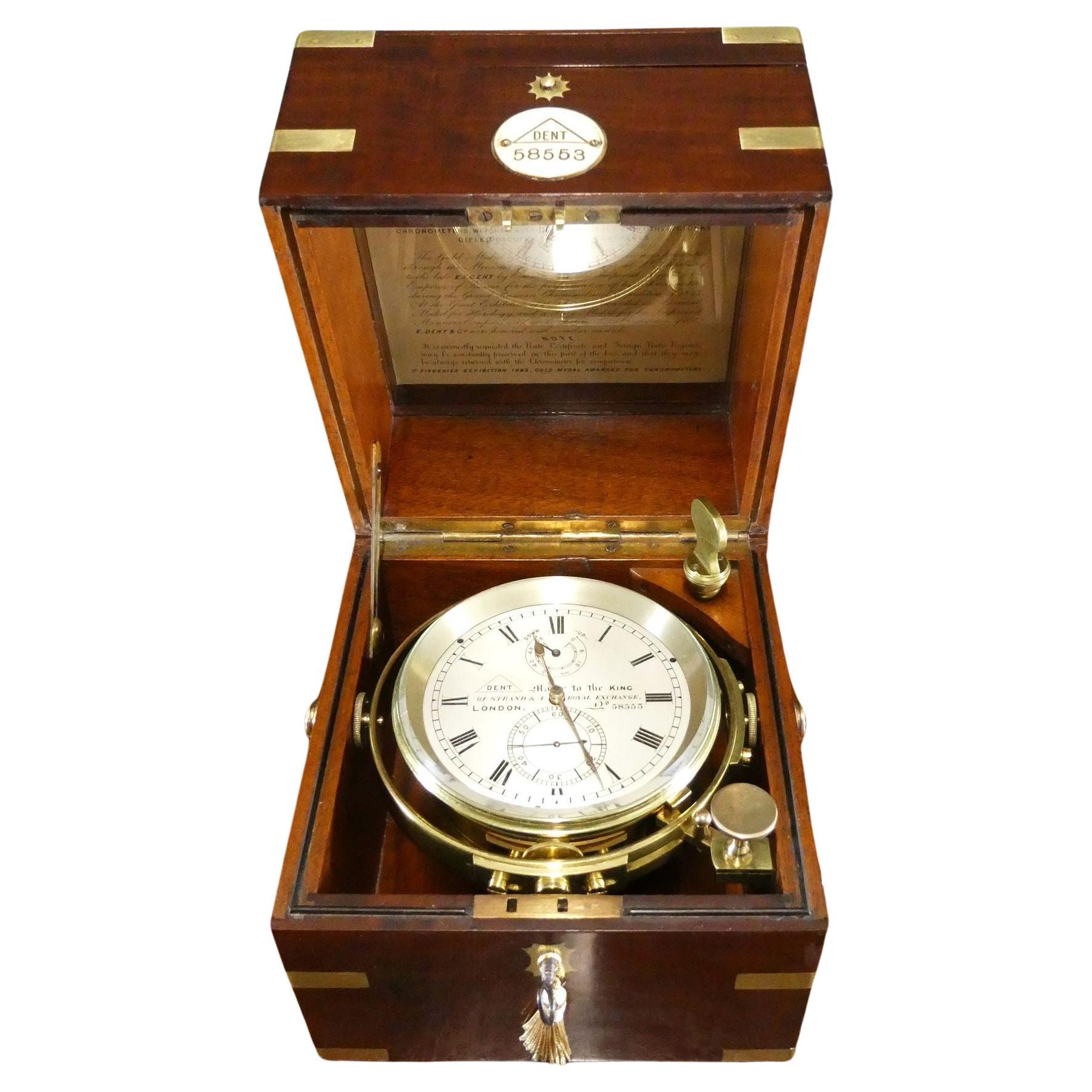 Fine Two Day Marine Chronometer by Dent, London. No58553 For Sale