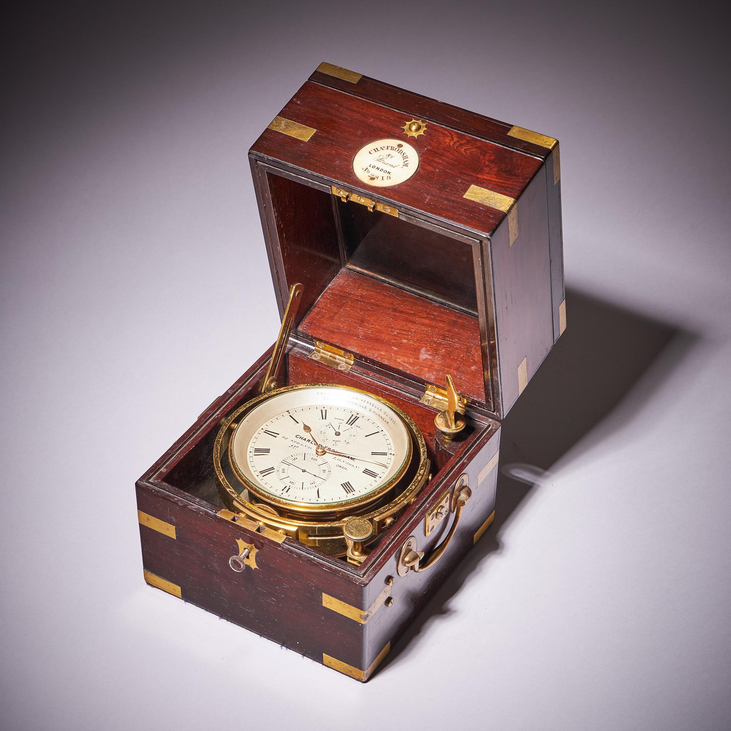 Metalwork Fine Two-Day Marine Chronometer Signed Charles Frodsham For Sale