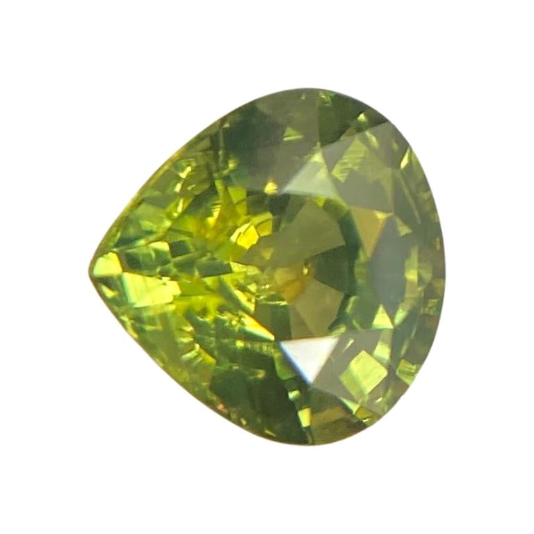 Zafiro Verde Amarillo Australiano Fino Único 0,76ct Sin Tratar Corte Pera