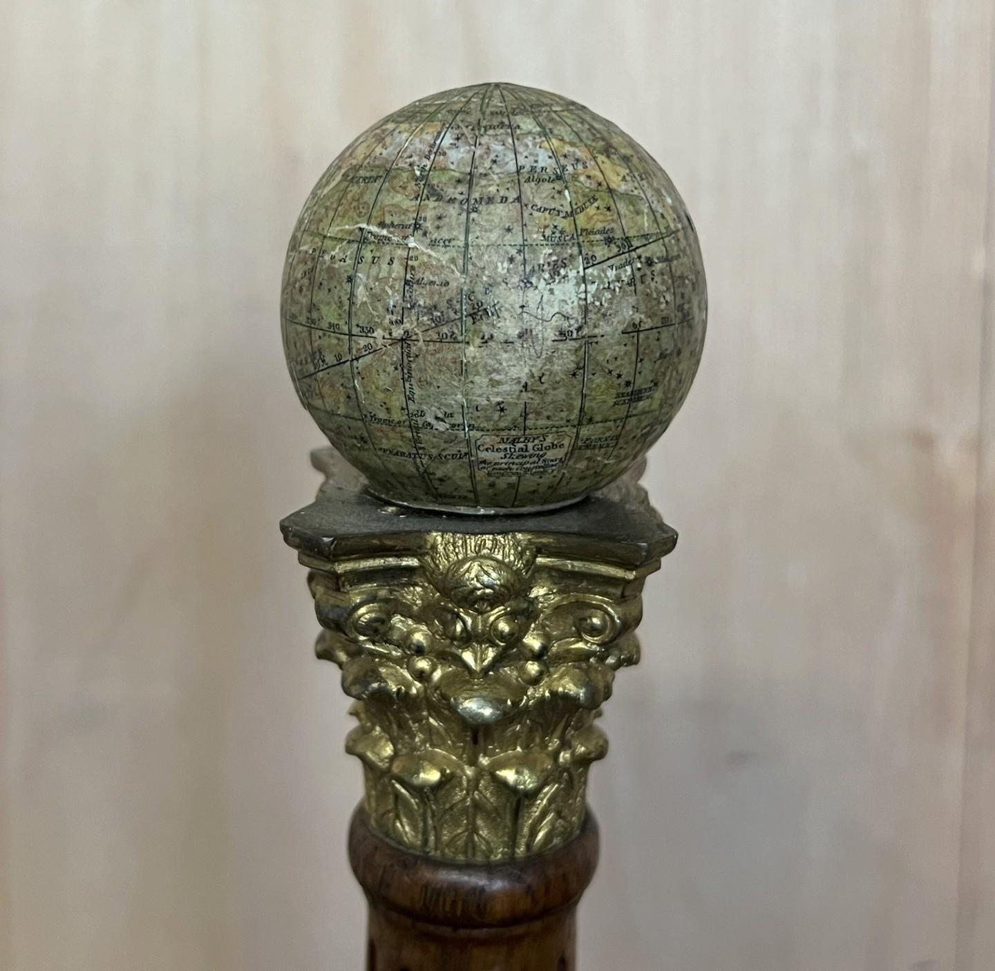 Wood FINE & UNIQUE PAIR OF ANTIQUE 1887 MARYS CELESTIAL GLOBES SKEWING / MALIN & SONs For Sale