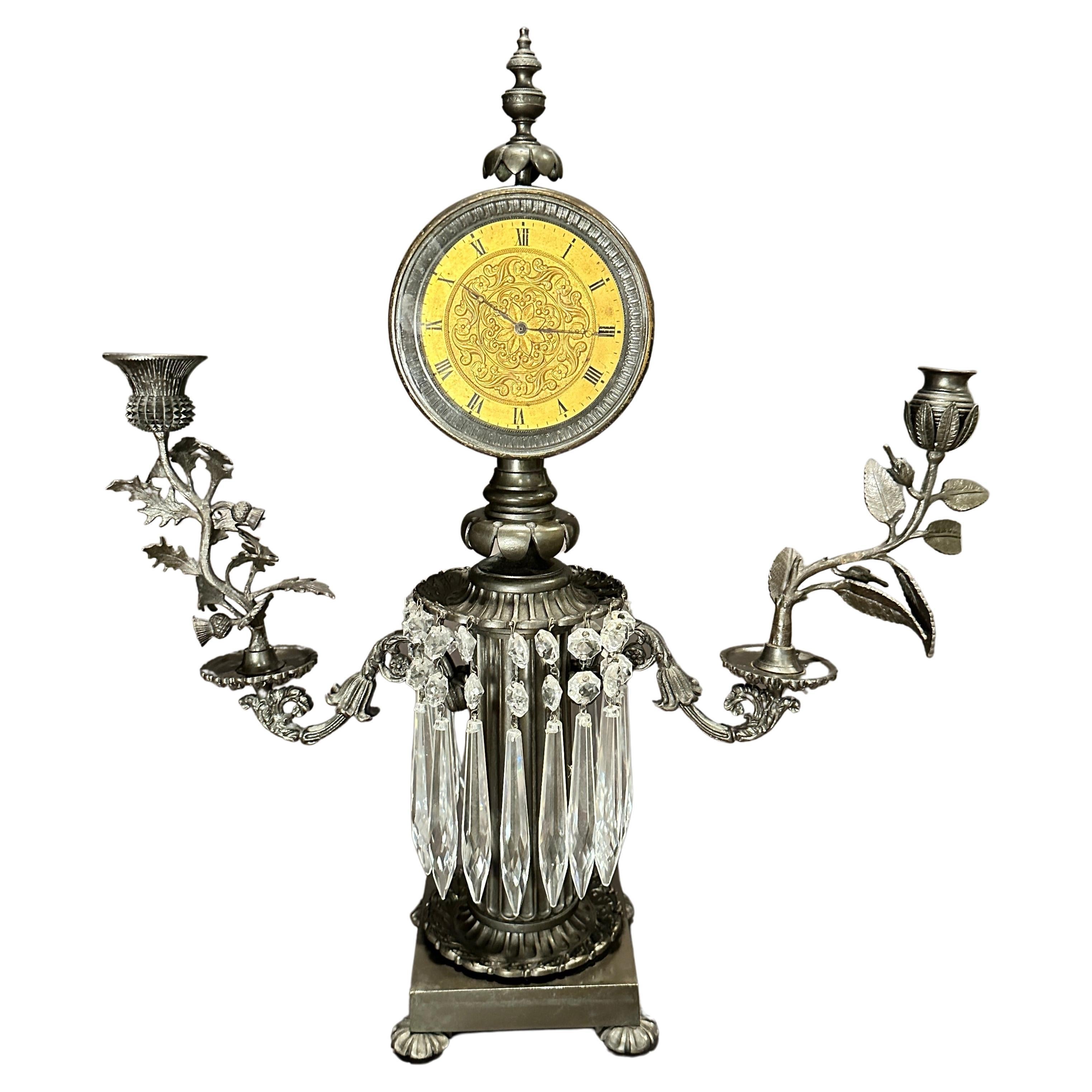 Fine Unusual Bronze Girandole Mantel Clock For Sale