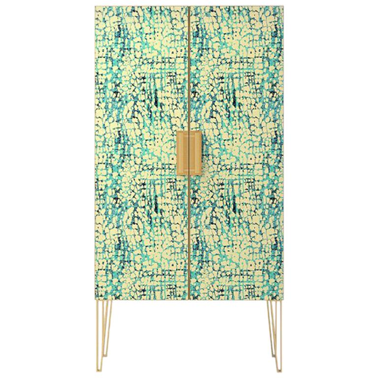 Fine Upholstered Contemporary Cabinet Made in England For Sale