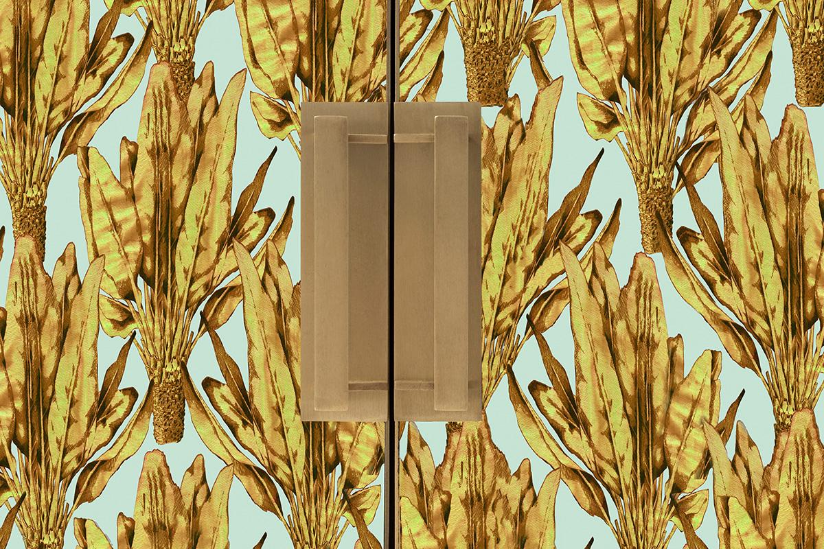 Brass Fine Upholstered Contemporary Side Cabinet Made in England For Sale