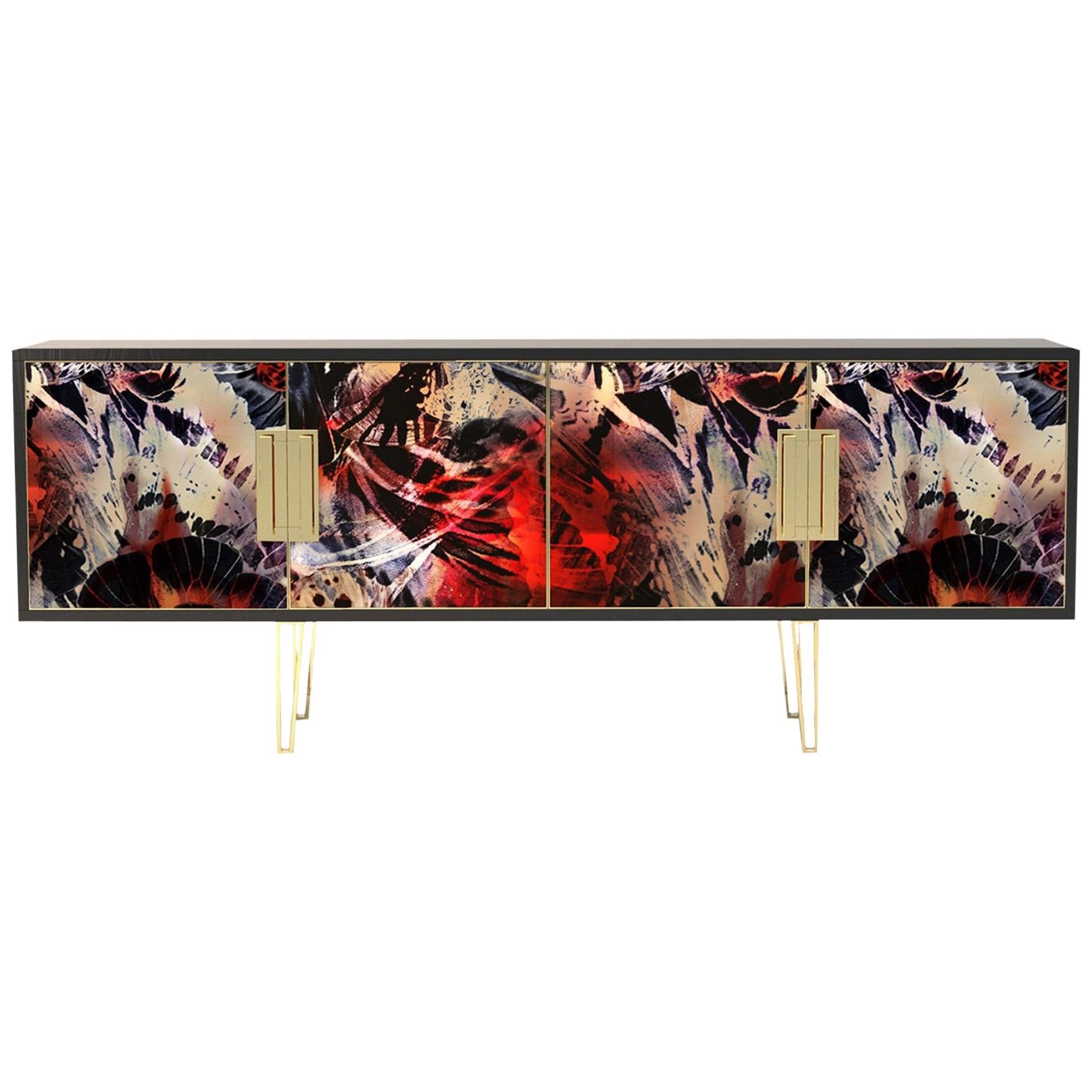 Fine Upholstered Contemporary Side Cabinet Made in England For Sale
