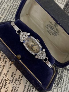 Fine & V Rare Art-Deco Rolex 18K Gold, Diamond, Sapphire Cocktail Ladies' Watch