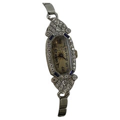 Fine & V Rare Art-Deco Rolex 18K Gold, Diamond, Sapphire Cocktail Ladies' Watch