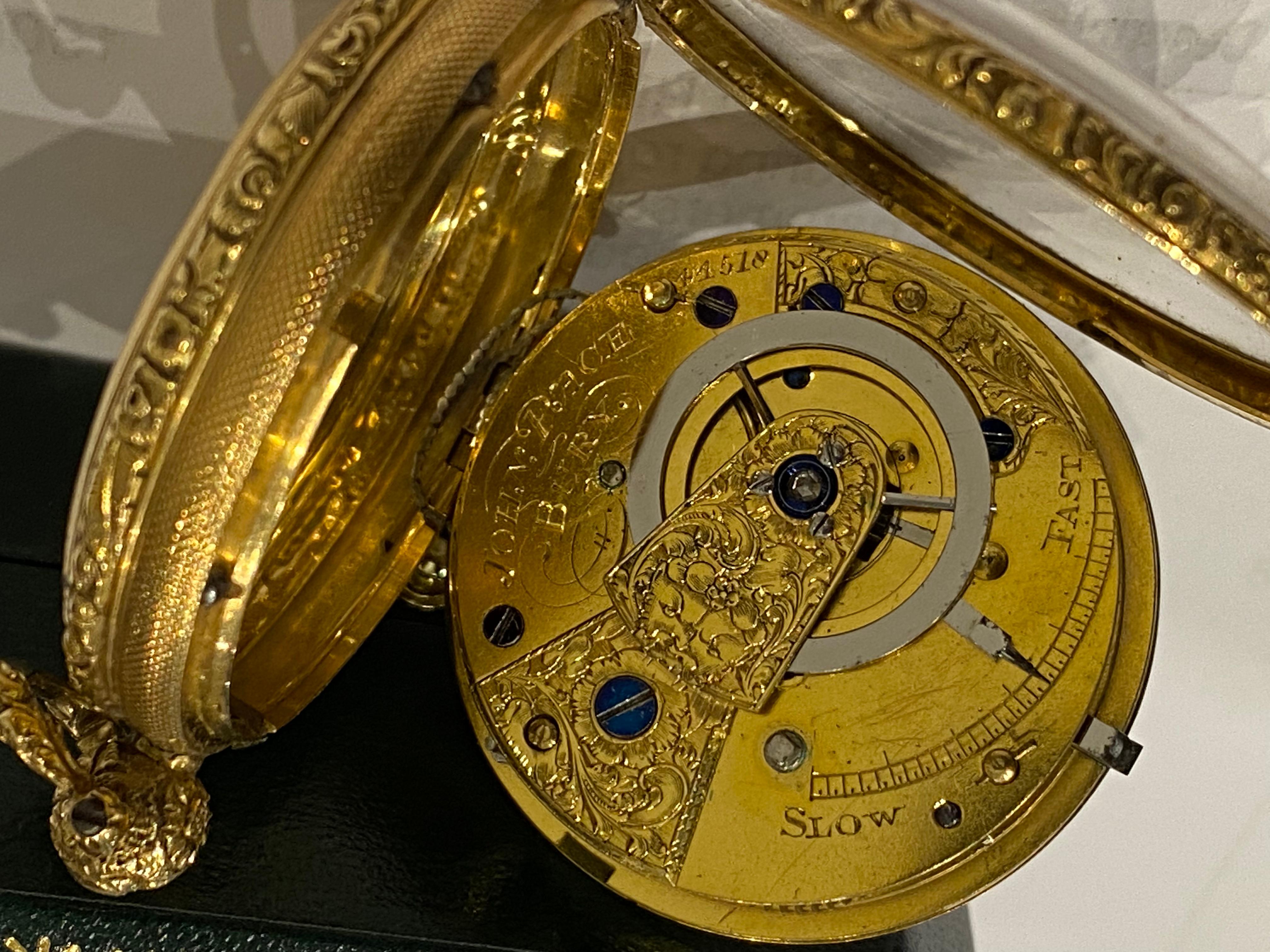 Fein & V Rare John Pace von Bury, London gepunzt c1827 18k Gold Taschenuhr im Angebot 3