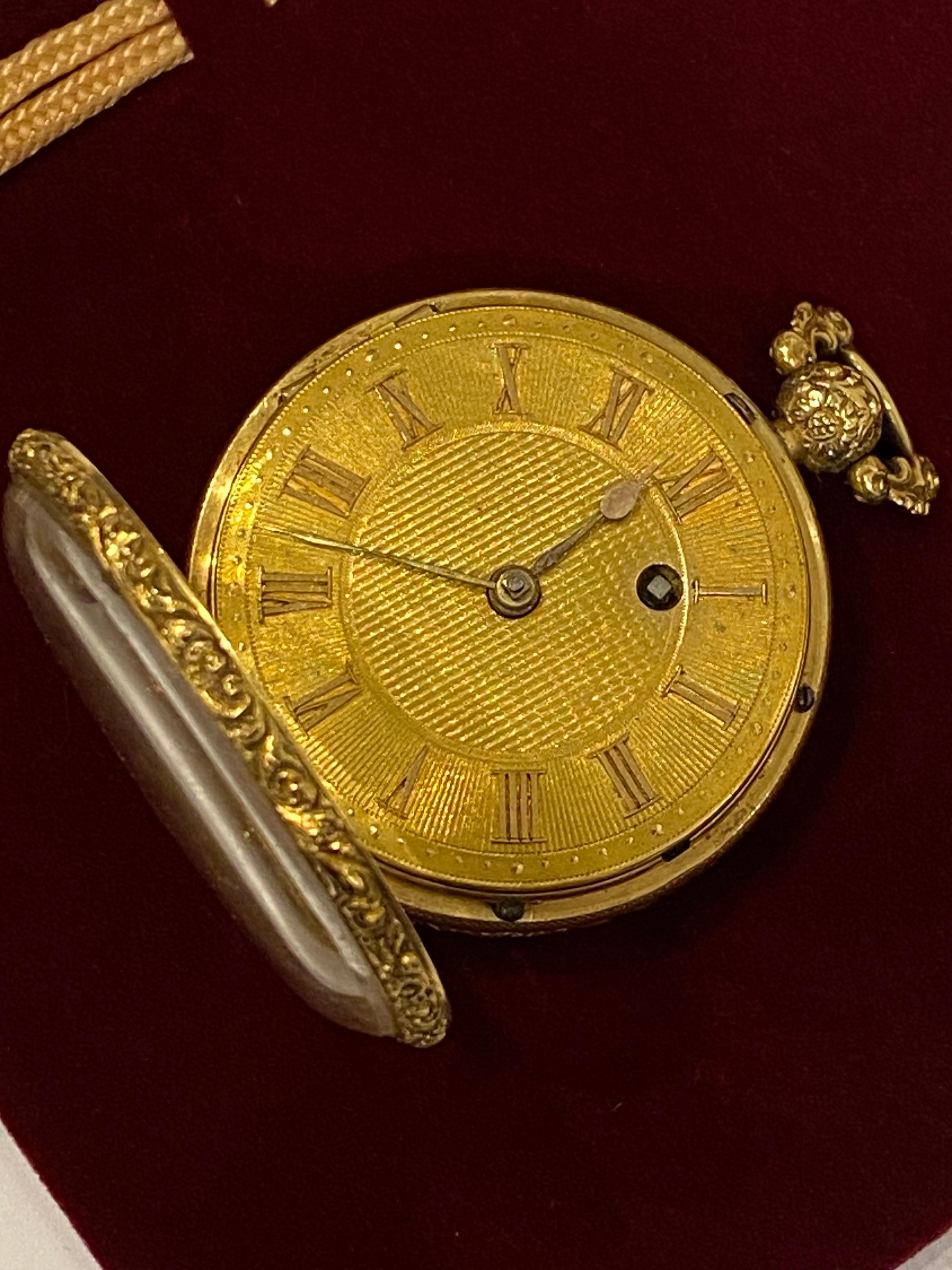 Fein & V Rare John Pace von Bury, London gepunzt c1827 18k Gold Taschenuhr im Angebot 4