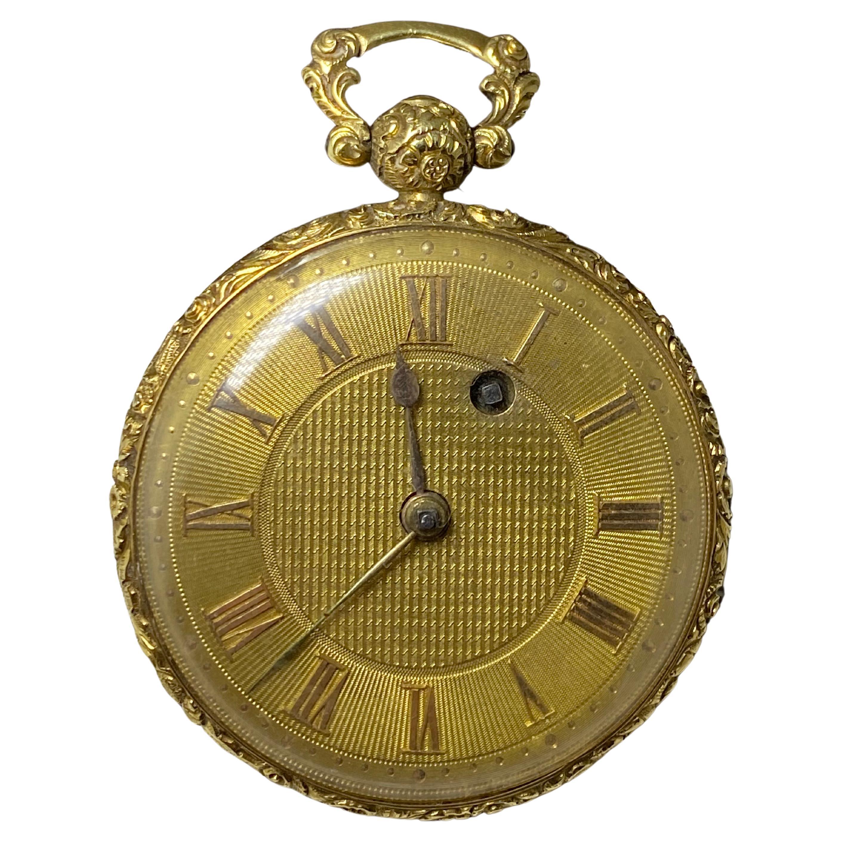 Fein & V Rare John Pace von Bury, London gepunzt c1827 18k Gold Taschenuhr im Angebot