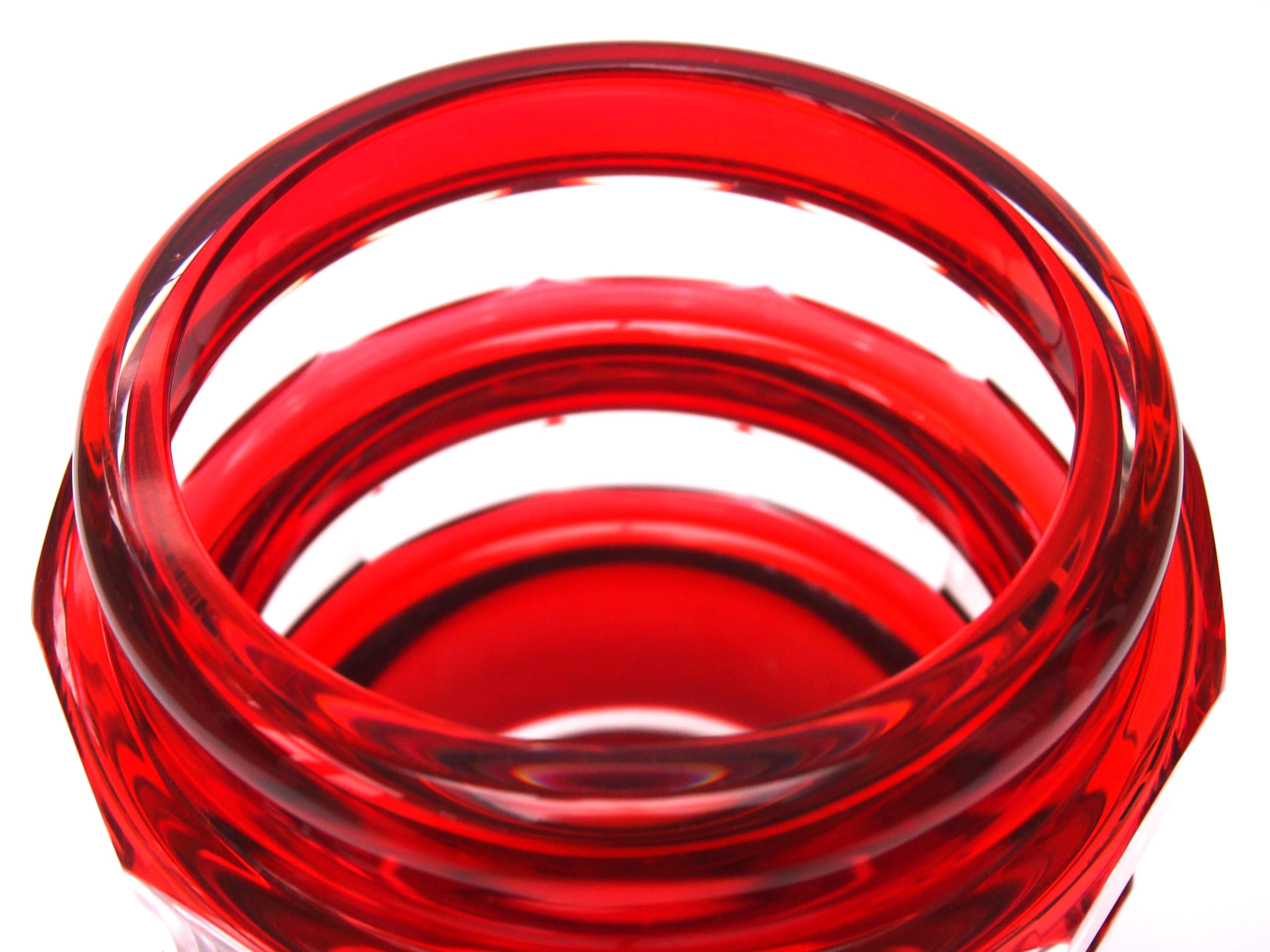 Feine Val Saint Lambert Rot/Orange Klarsichtvase von Charles Graffart um 1950 im Zustand „Gut“ im Angebot in Worcester Park, GB