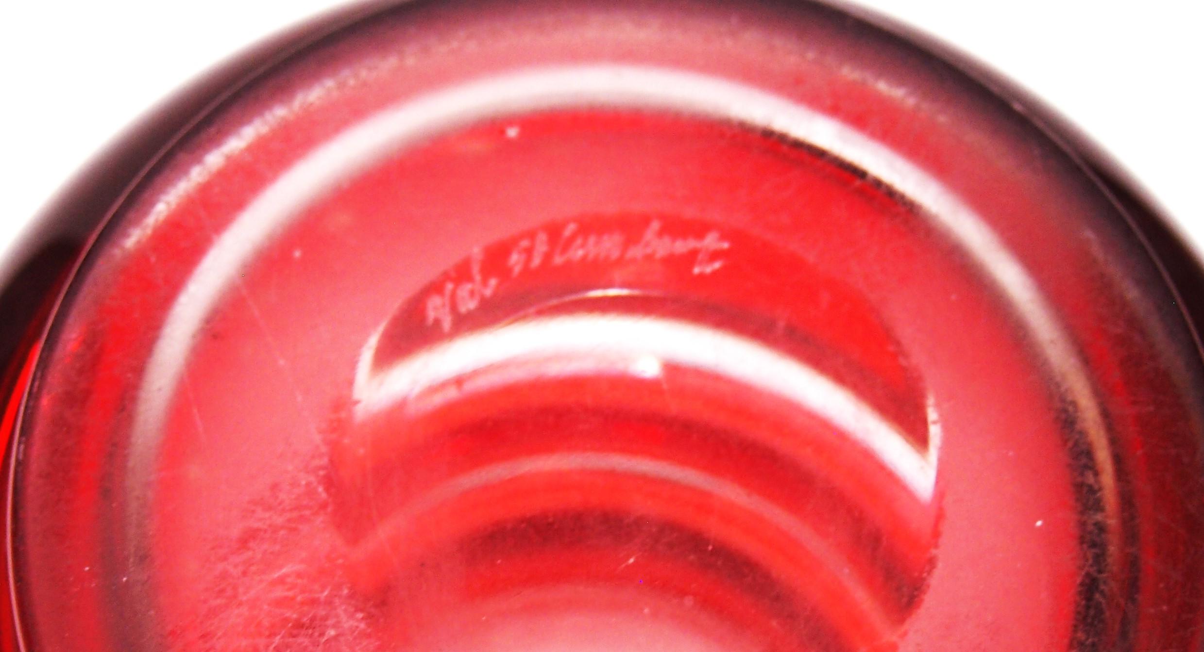 Feine Val Saint Lambert Rot/Orange Klarsichtvase von Charles Graffart um 1950 im Angebot 1