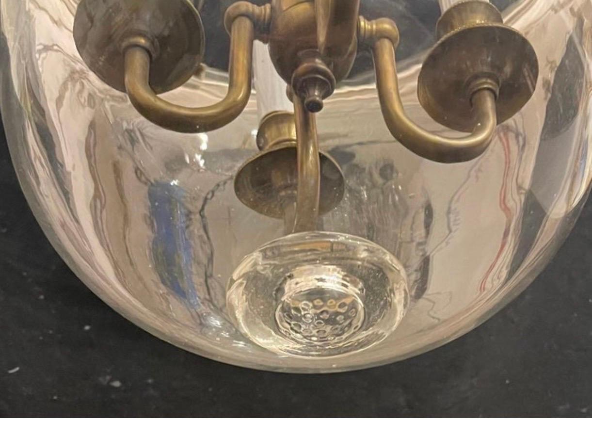 Gilt Fine Vaughan Bronze Regency Neoclassical Bell Jar Lantern Chandelier Fixture