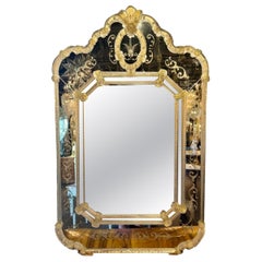 Fine Venetian Gold Etched Glass Mirrors