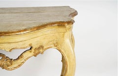 Fine Venetian Rococo Gilt and Yellow-Painted Console Table