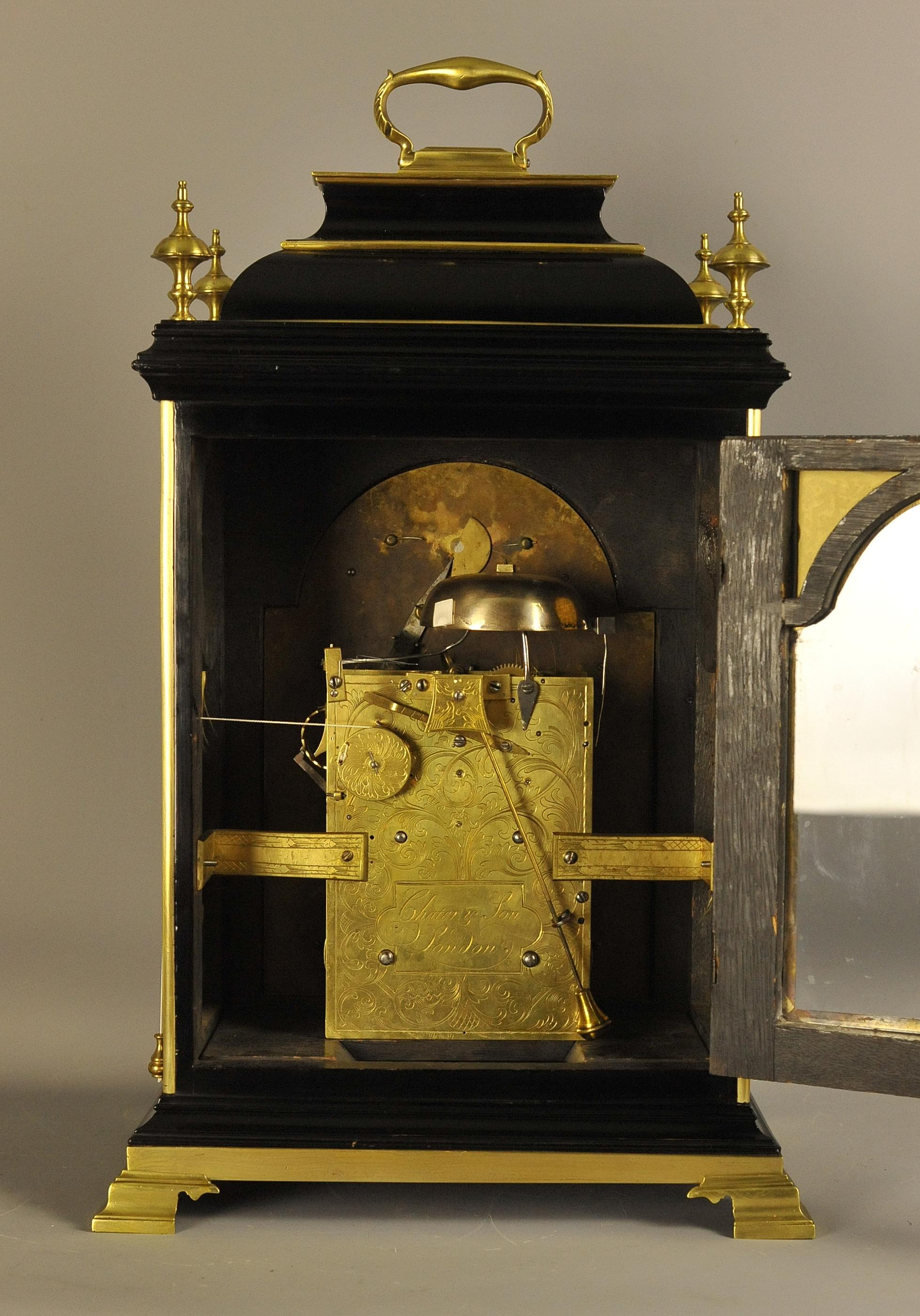 Mid-18th Century Fine Verge Bracket Clock with Alarm, Chater and Son, London For Sale