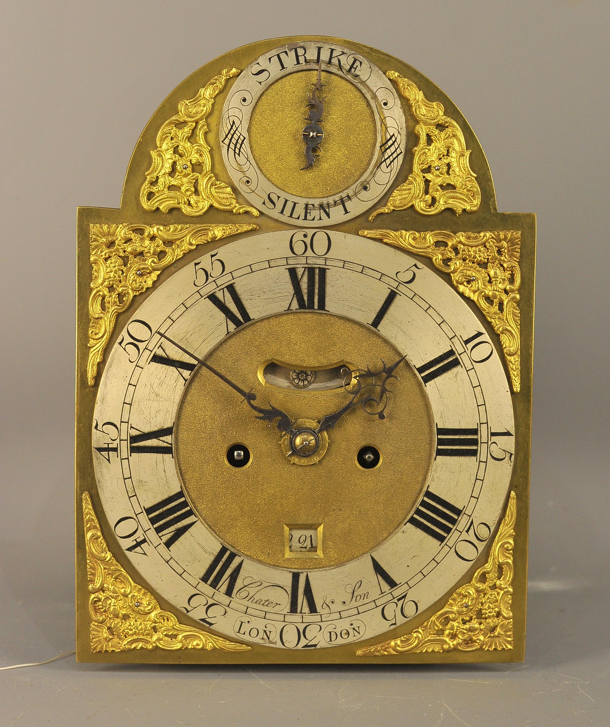 Fine Verge Bracket Clock with Alarm, Chater and Son, London For Sale 3