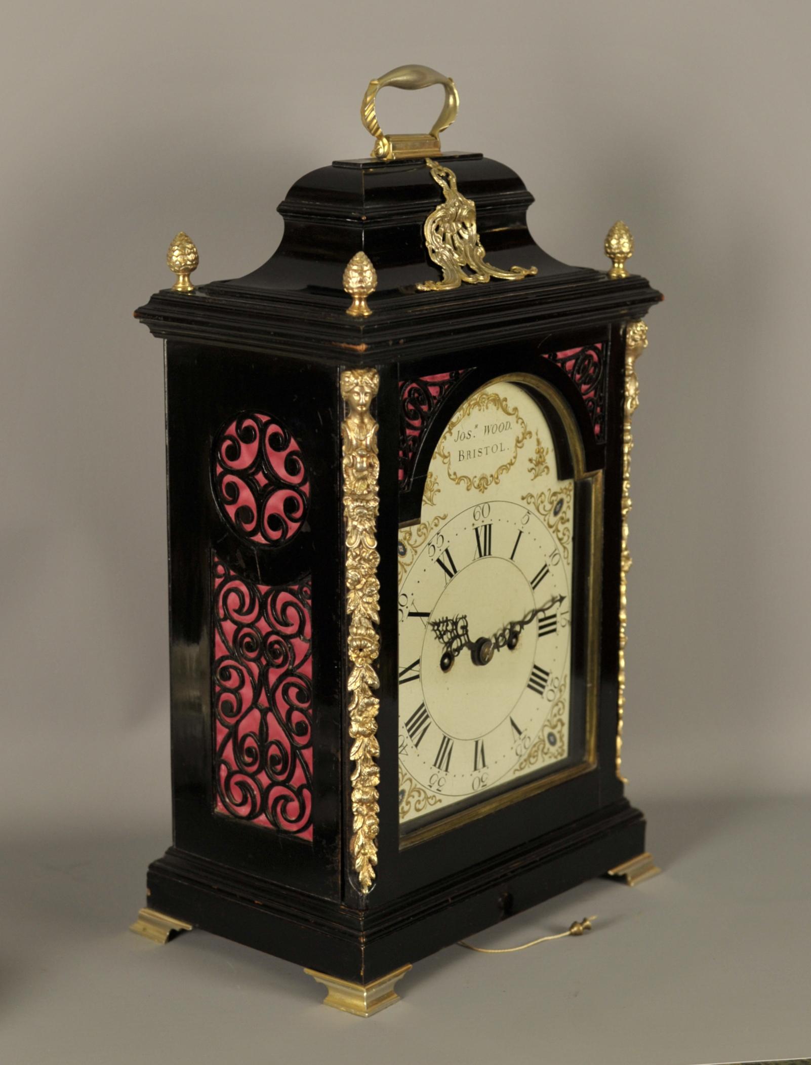 Ebony Fine Verge Ebonized Bracket Clock, Joseph Wood, Bristol For Sale