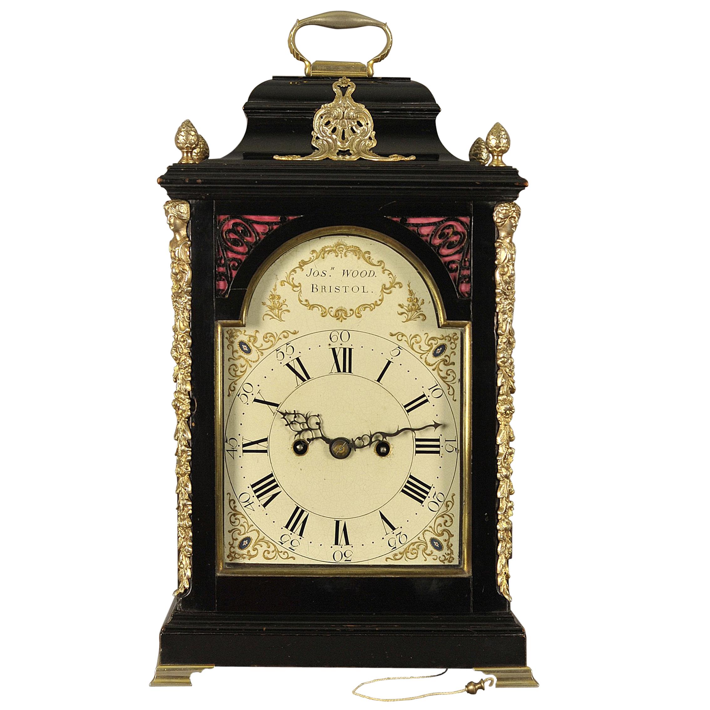 Fine Verge Ebonized Bracket Clock, Joseph Wood, Bristol For Sale