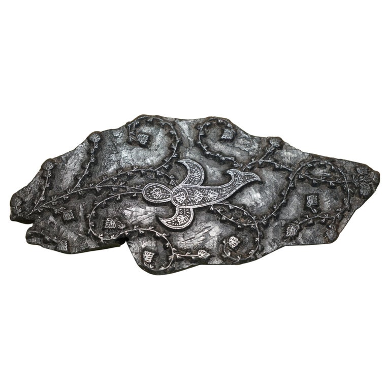 FINE VERY COLLECTABLE ANTIQUE HAND CARVED FLORAL PRINTiNG BLOCK FOR