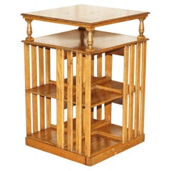 FINE VERY LARGE 1880 ANTIQUE VICTORIAN ENGLiSH OAK REVOLVING BOOKCASE BOOK TABLE