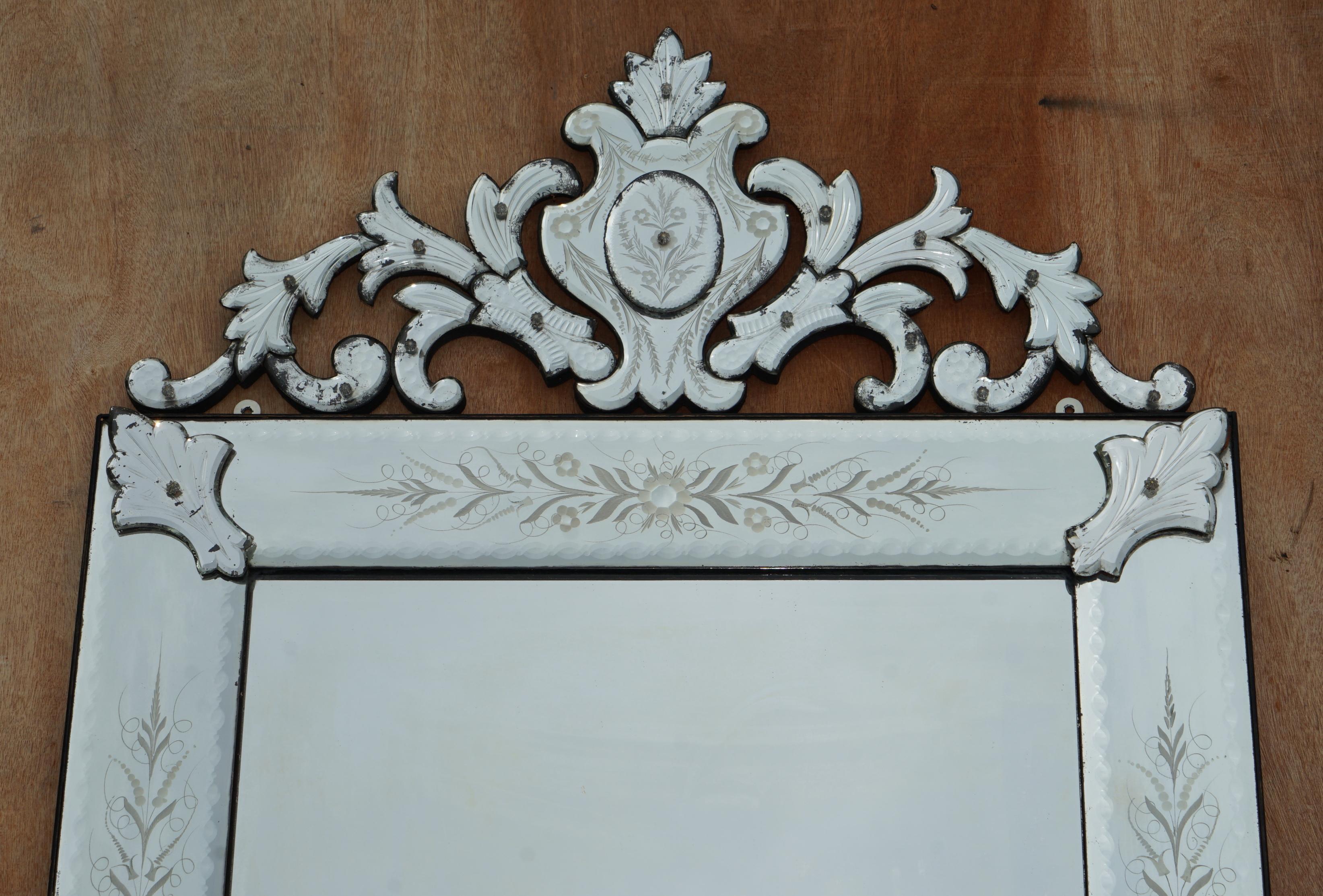 We are delighted to offer for sale this stunning, very large original circa 1880’s Venetian etched mirror with bevelled edge frame and wrought iron outer casing.

A very good looking well-made and decorative wall mirror, this is a really rather