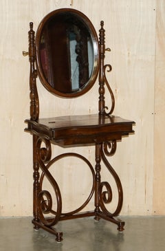 FiNE VICTORIAN BENTWOOD THONET STAMPED DRESSING TABLE & HEIGHT ADJUSTABLE STOOL