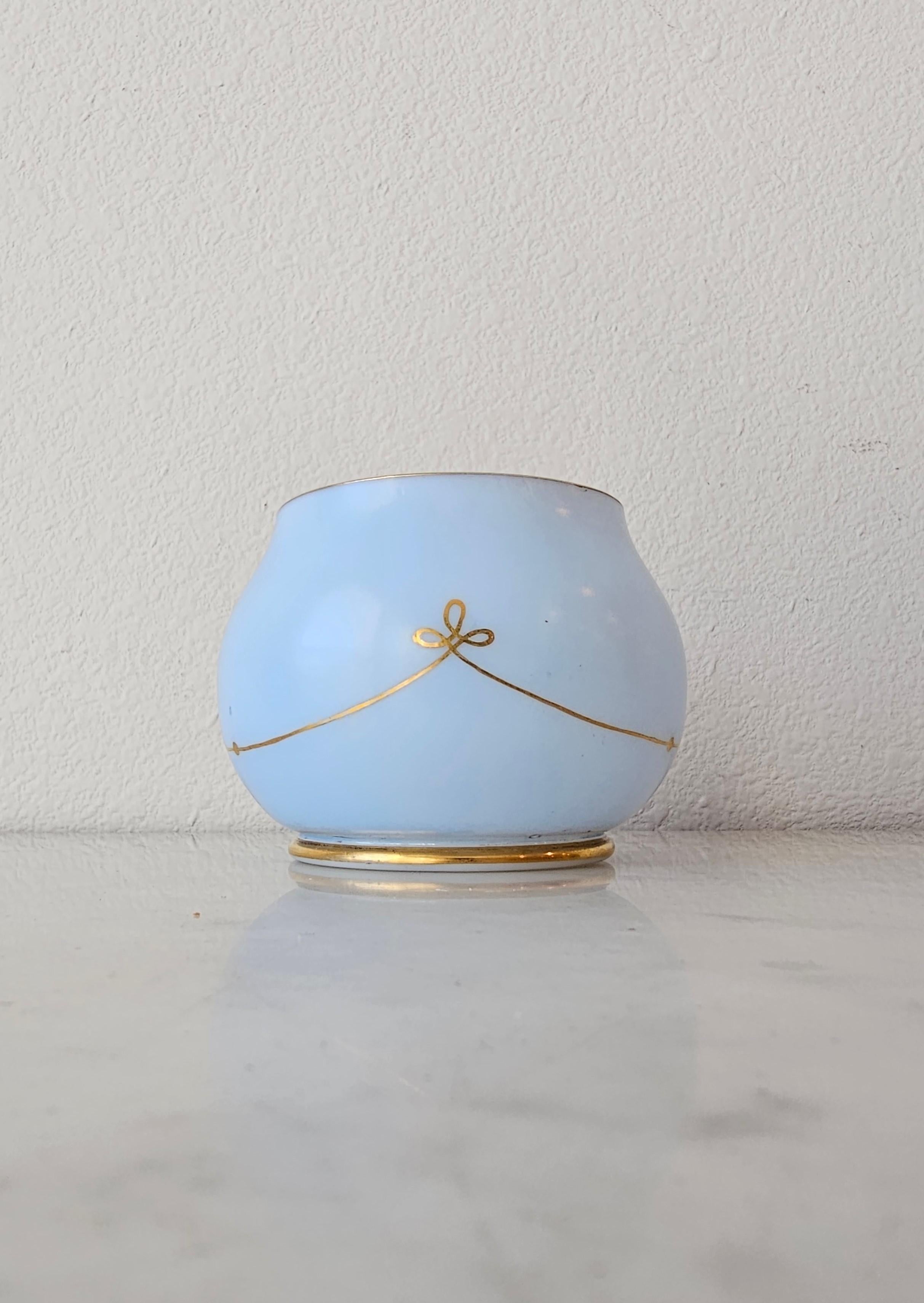 Fine Victorian Blue Opaline Glass Antique Dresser Cachepot Table Bowl For Sale 5