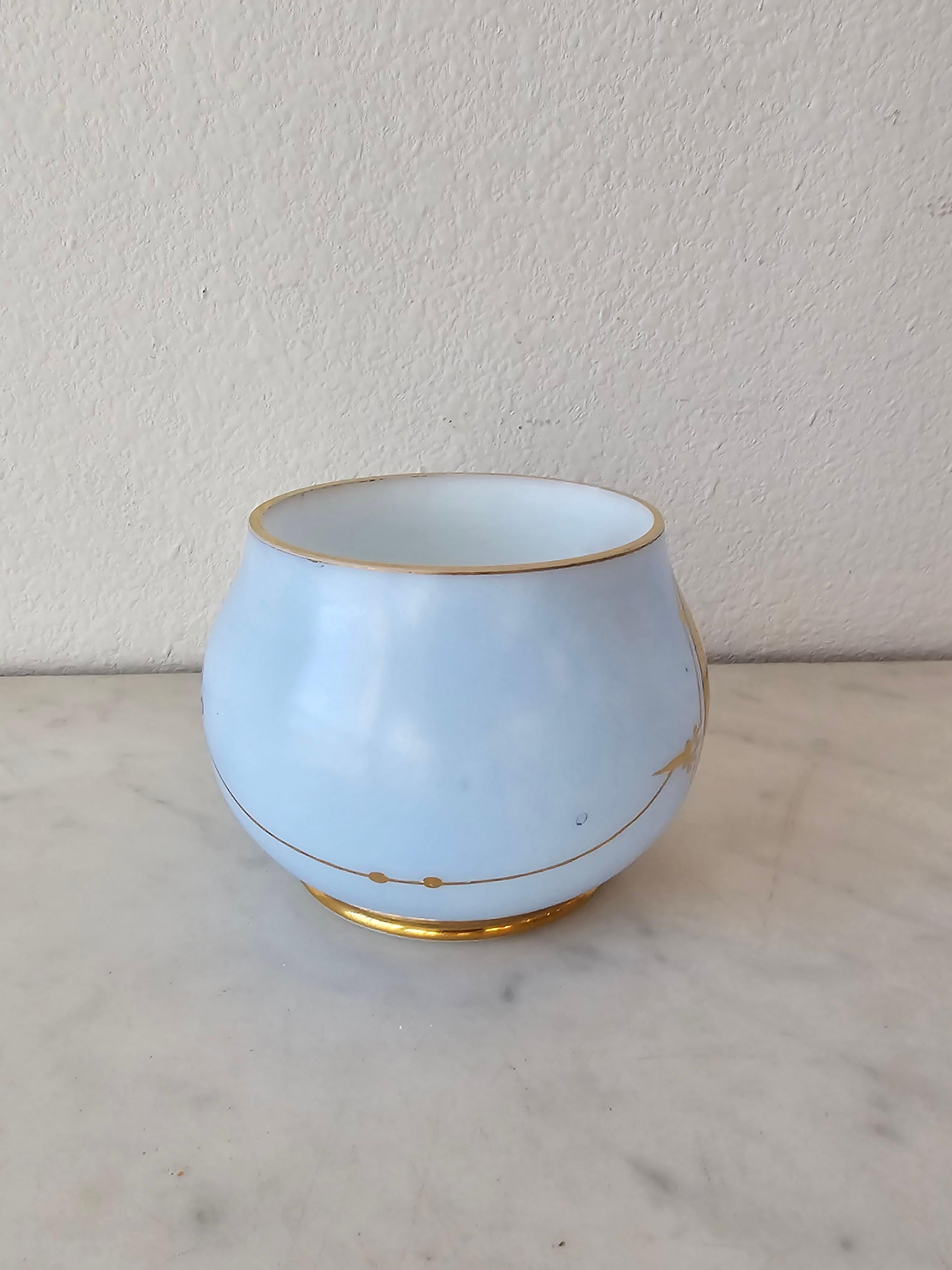 Fine Victorian Blue Opaline Glass Antique Dresser Cachepot Table Bowl For Sale 3