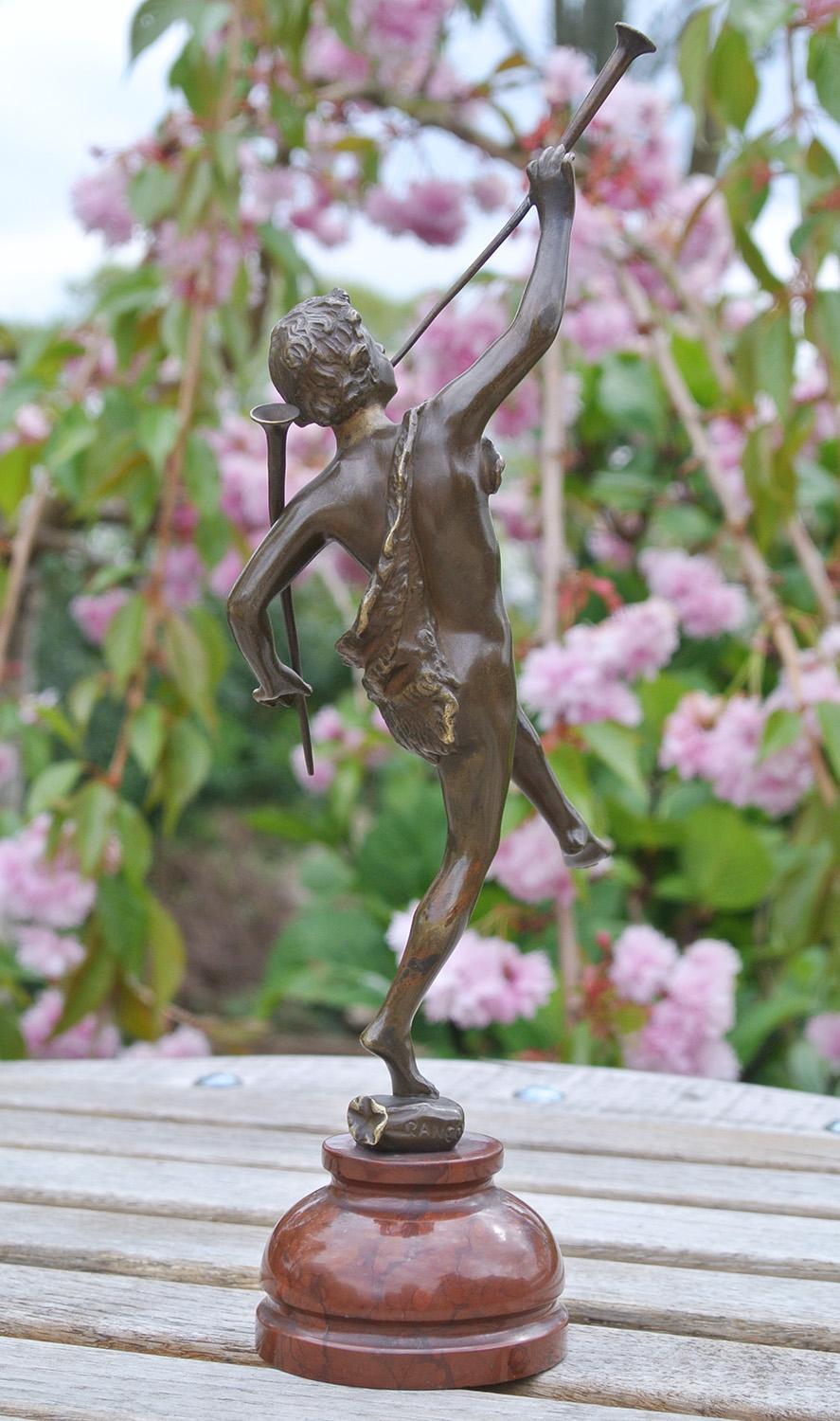 Fine Victorian Bronze of Boy with Trumpets by Ernst Rancoulet, c. 1900 For Sale 2