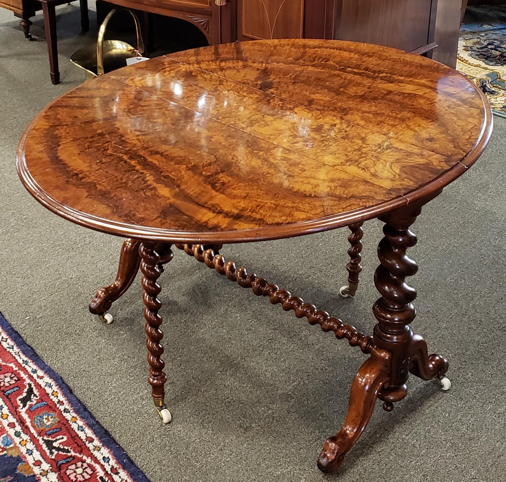 Fine Victorian Burl Walnut Sutherland Table For Sale 3