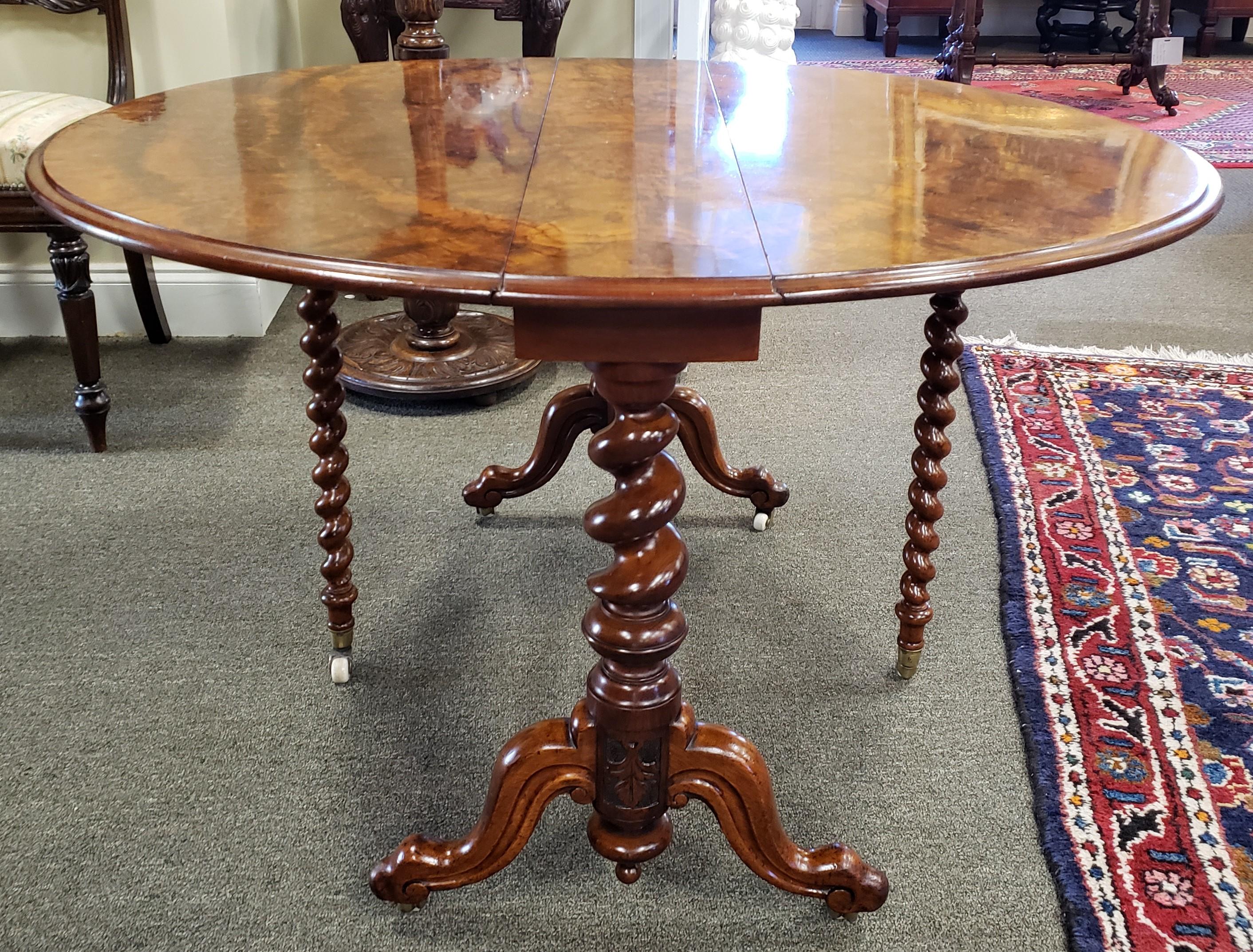 Fine Victorian Burl Walnut Sutherland Table For Sale 2