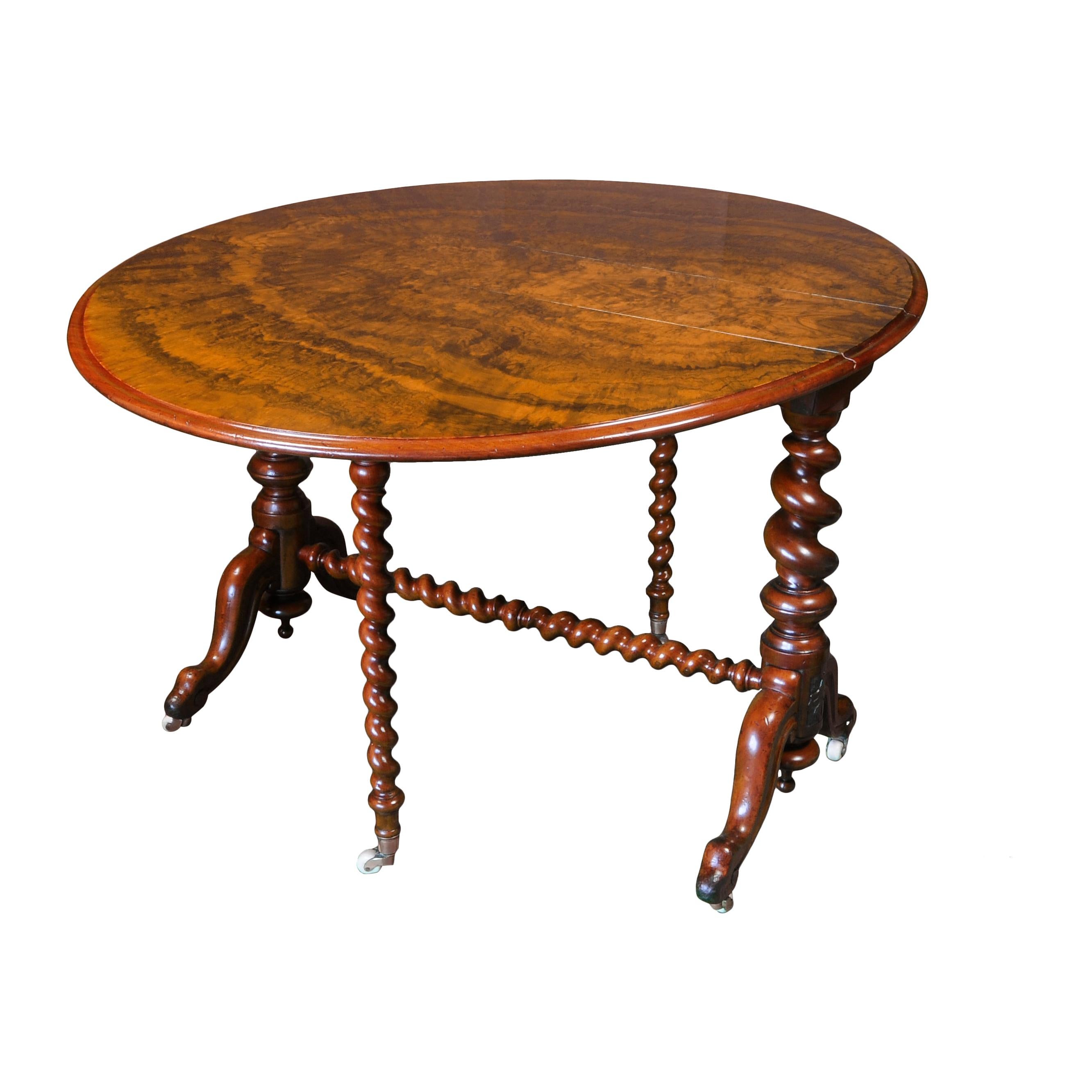 Fine Victorian Burl Walnut Sutherland Table For Sale
