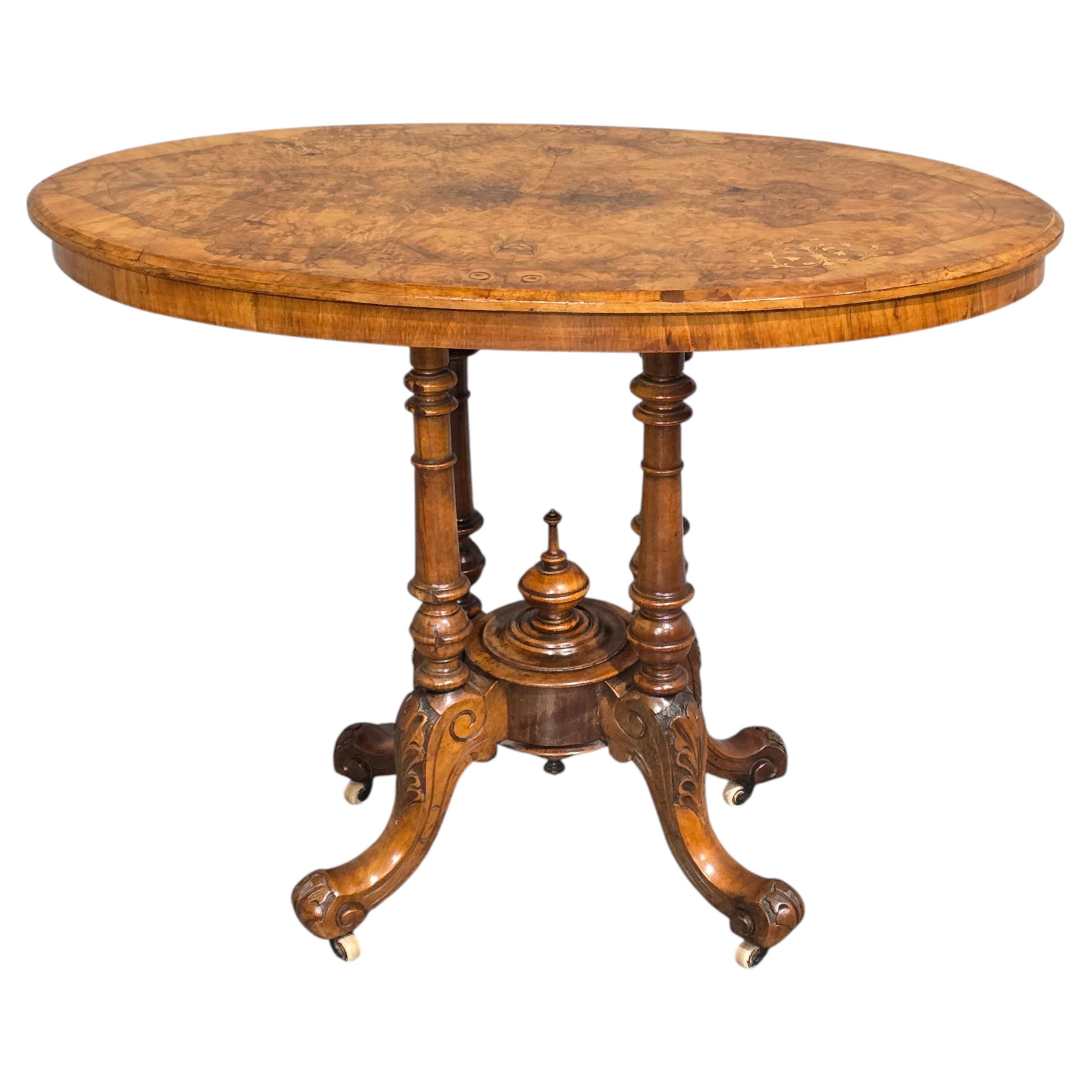 Fine Victorian Burr Walnut Inlaid Centre Table