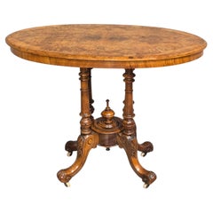Fine Victorian Burr Walnut Inlaid Centre Table