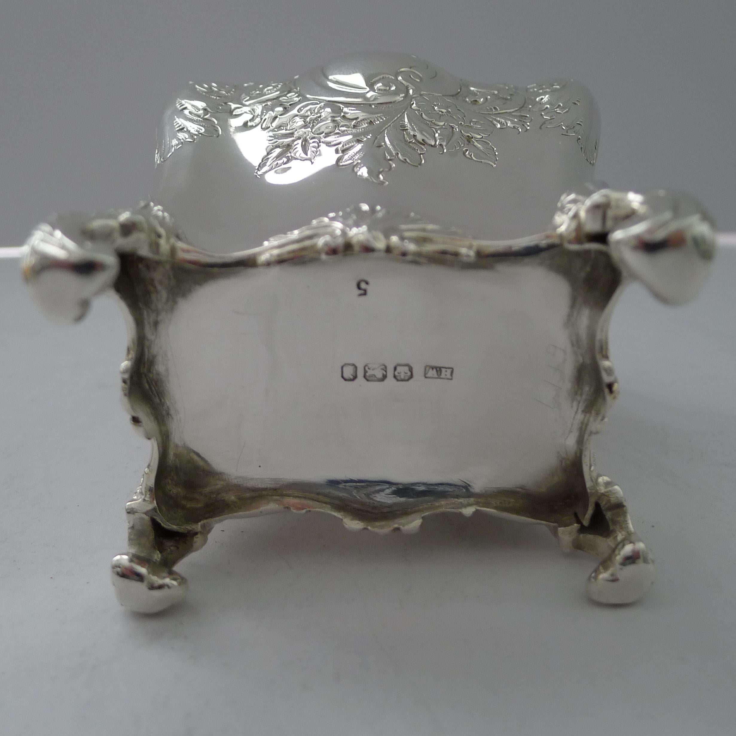 Feine viktorianische Englisch massiv / Sterling Silber Tea Caddy - 1896 im Angebot 6