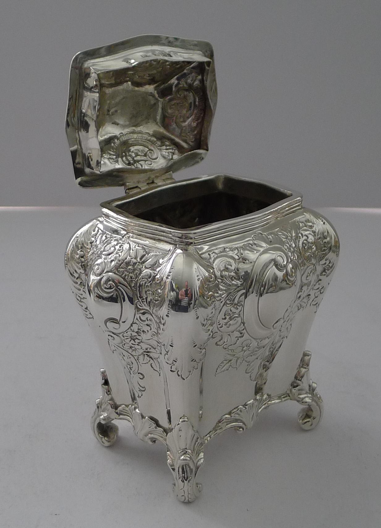 Feine viktorianische Englisch massiv / Sterling Silber Tea Caddy - 1896 im Angebot 10