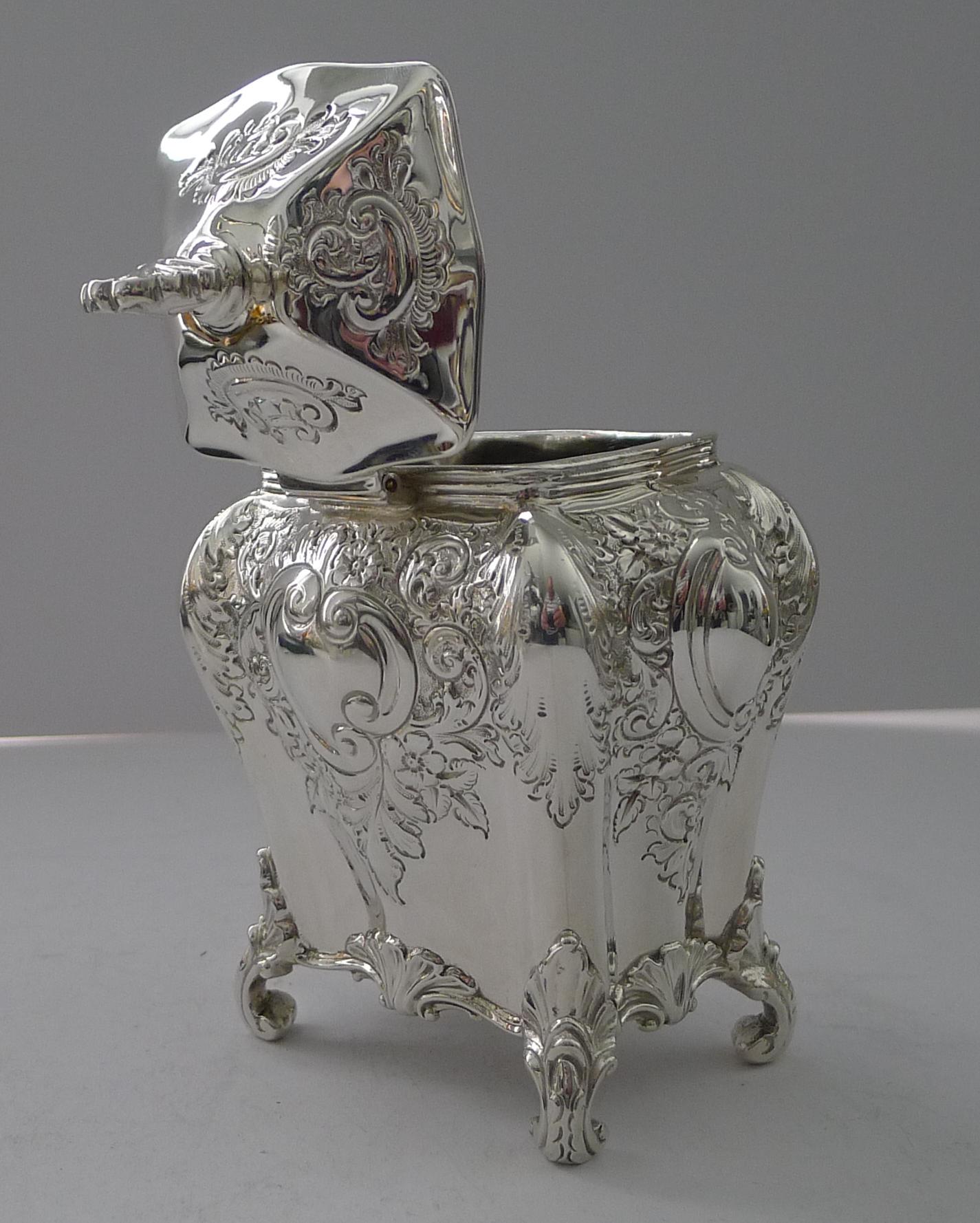 Feine viktorianische Englisch massiv / Sterling Silber Tea Caddy - 1896 im Angebot 11