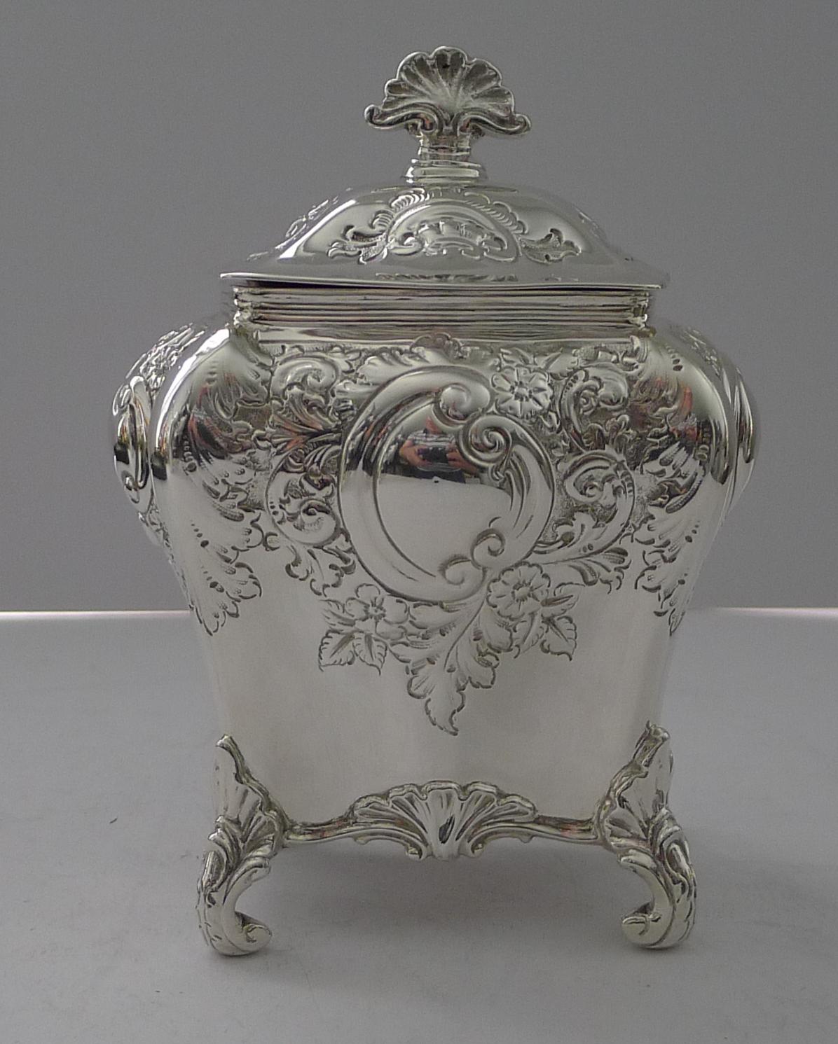 Feine viktorianische Englisch massiv / Sterling Silber Tea Caddy - 1896 (Spätviktorianisch) im Angebot