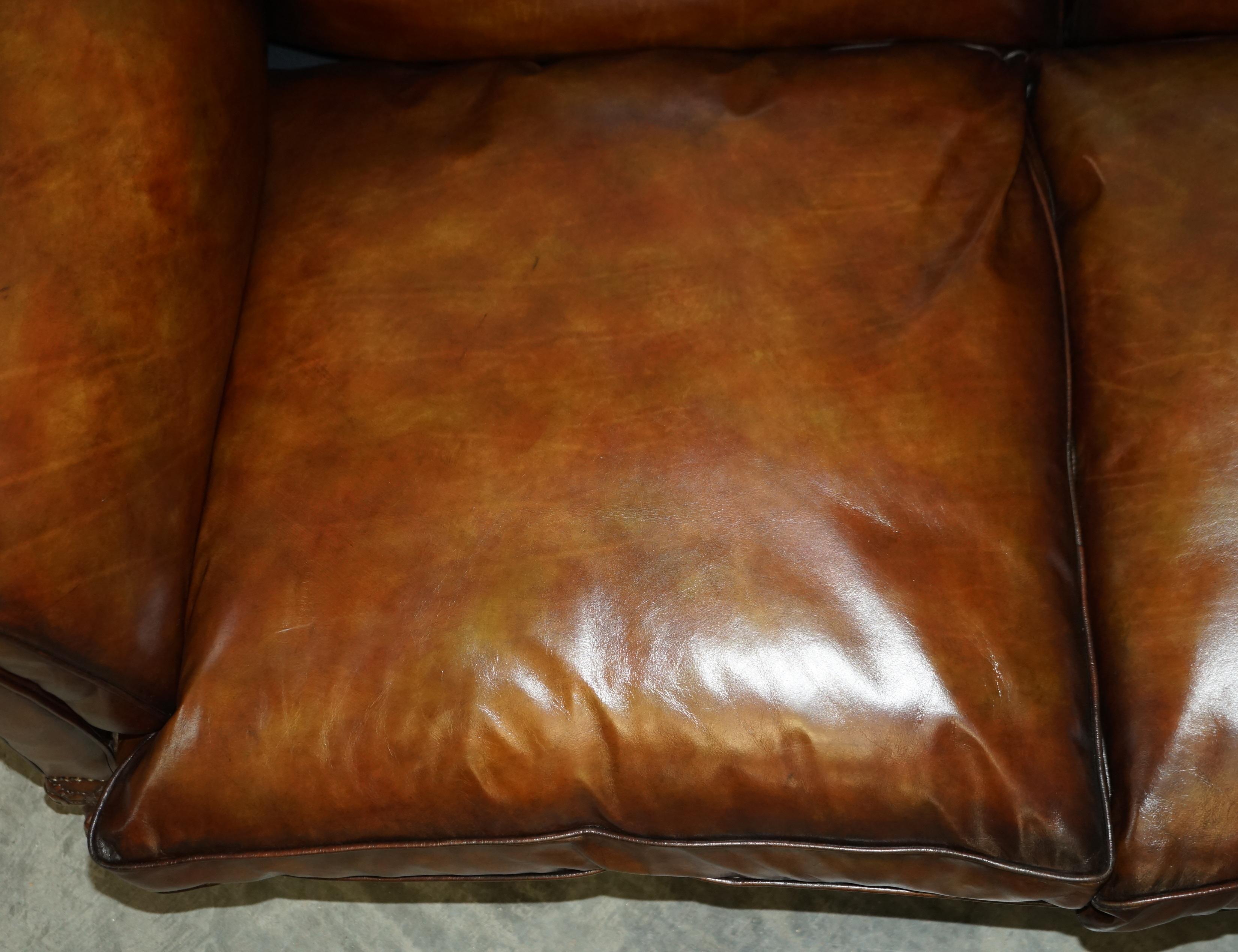 Fine Victorian Howard & Son's Claw & Ball Feet Brown Leather Chesterfield Sofa 6