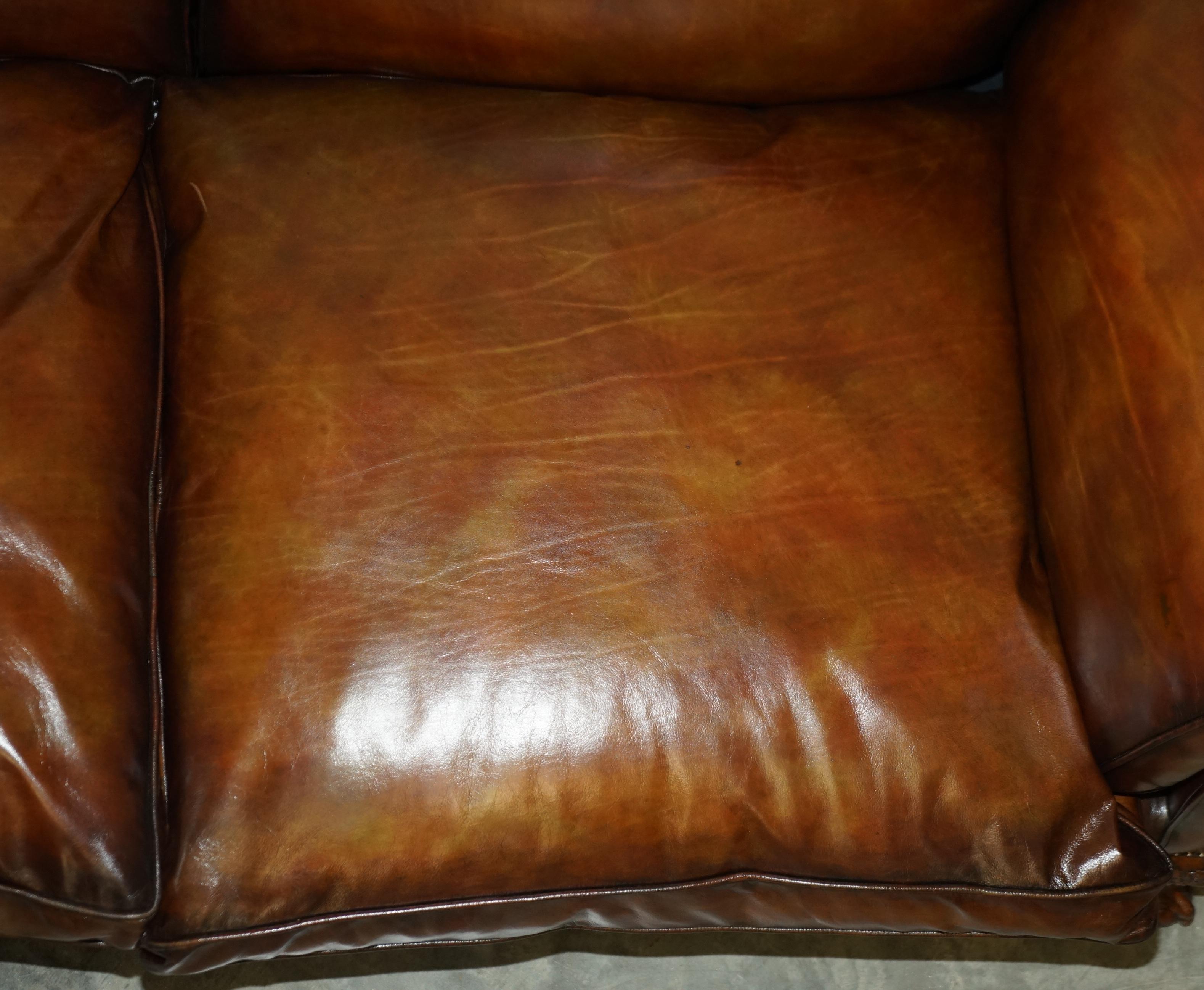 Fine Victorian Howard & Son's Claw & Ball Feet Brown Leather Chesterfield Sofa 7