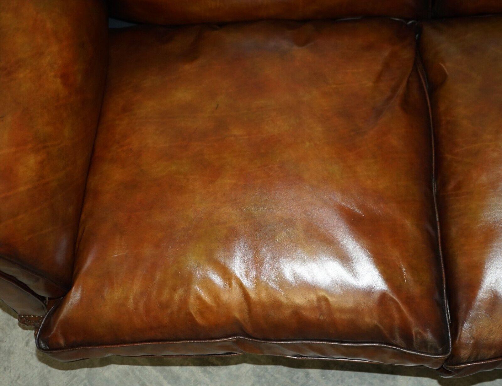 Fine Victorian Howard & Son's Claw & Ball Feet Brown Leather Chesterfield Sofa For Sale 6
