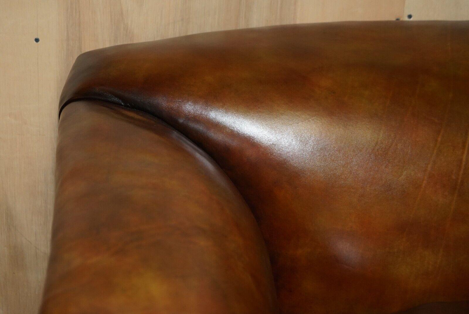 Hand-Crafted Fine Victorian Howard & Son's Claw & Ball Feet Brown Leather Chesterfield Sofa For Sale