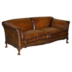 Fine Victorian Howard & Son's Claw & Ball Feet Brown Leather Chesterfield Sofa