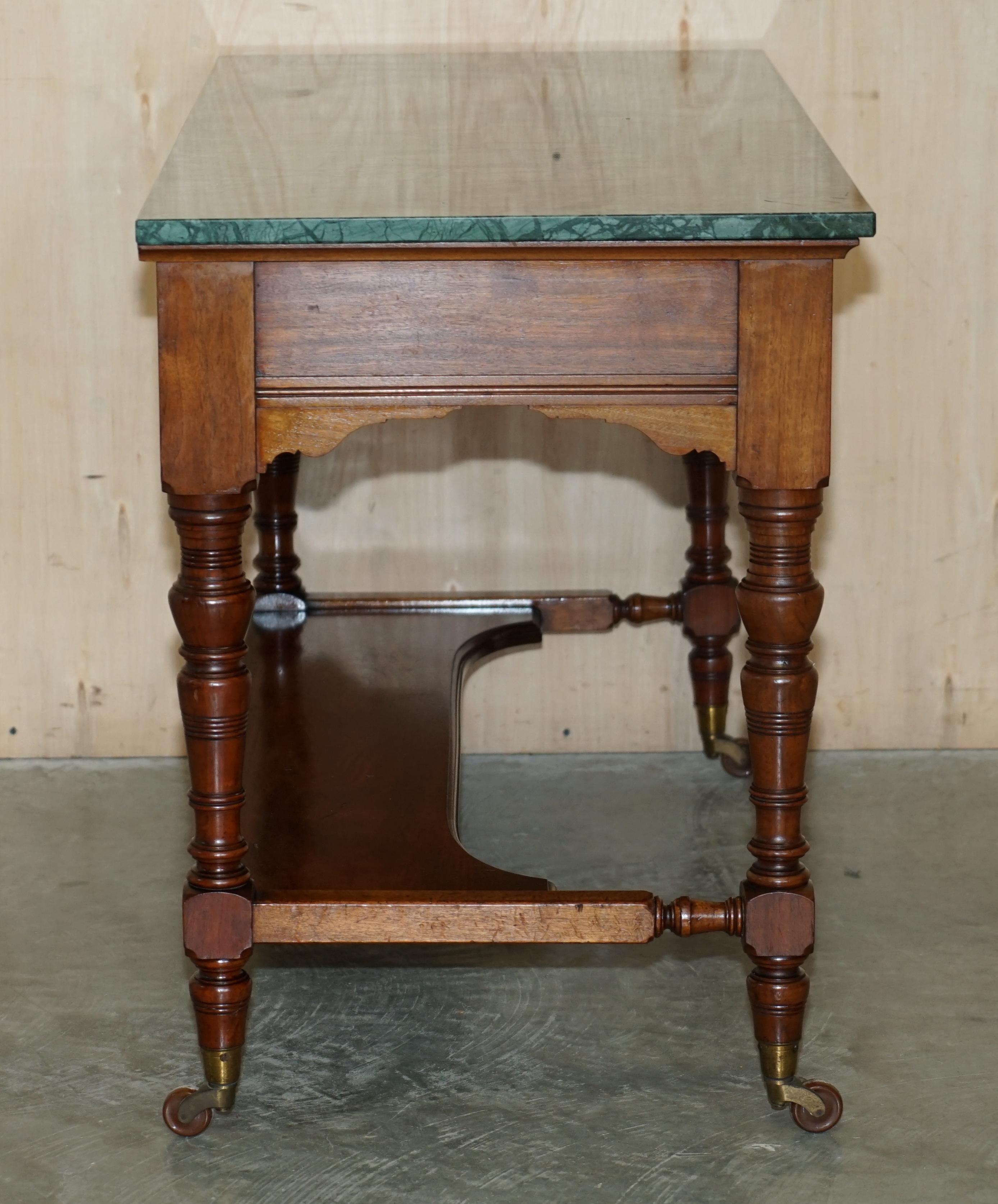 Fine Victorian Jas Shoolbred Green Marble Topped Watchmakers Desk Writing Table For Sale 5