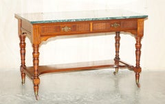 Fine Victorian Jas Shoolbred Green Marble Topped Watchmakers Desk Writing Table