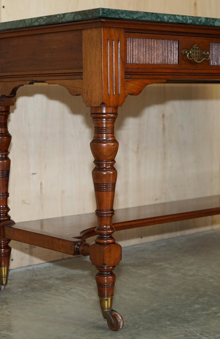 Fine Victorian Jas Shoolbred Green Marble Topped Watchmakers Desk