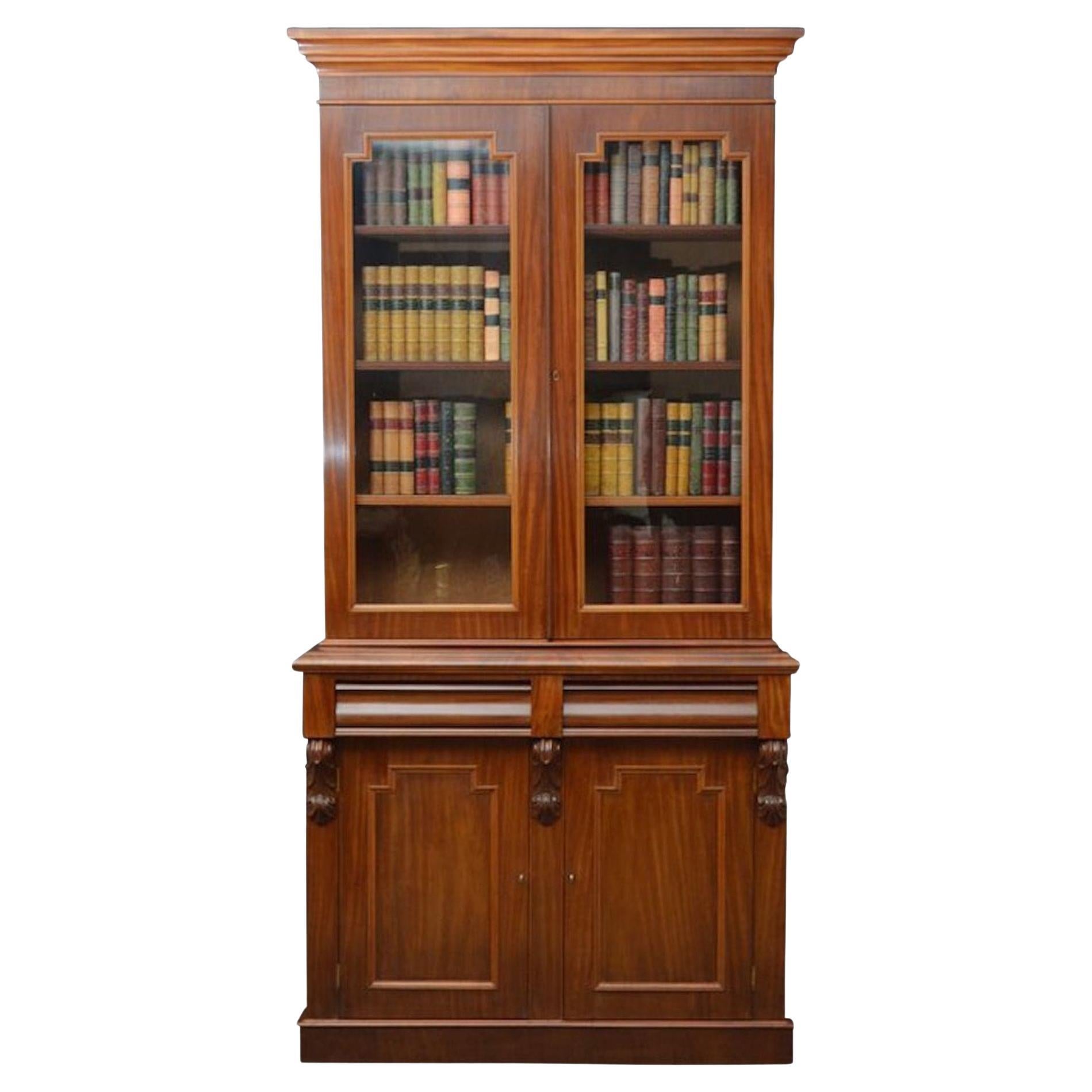 Fine Victorian Mahogany Bookcase For Sale