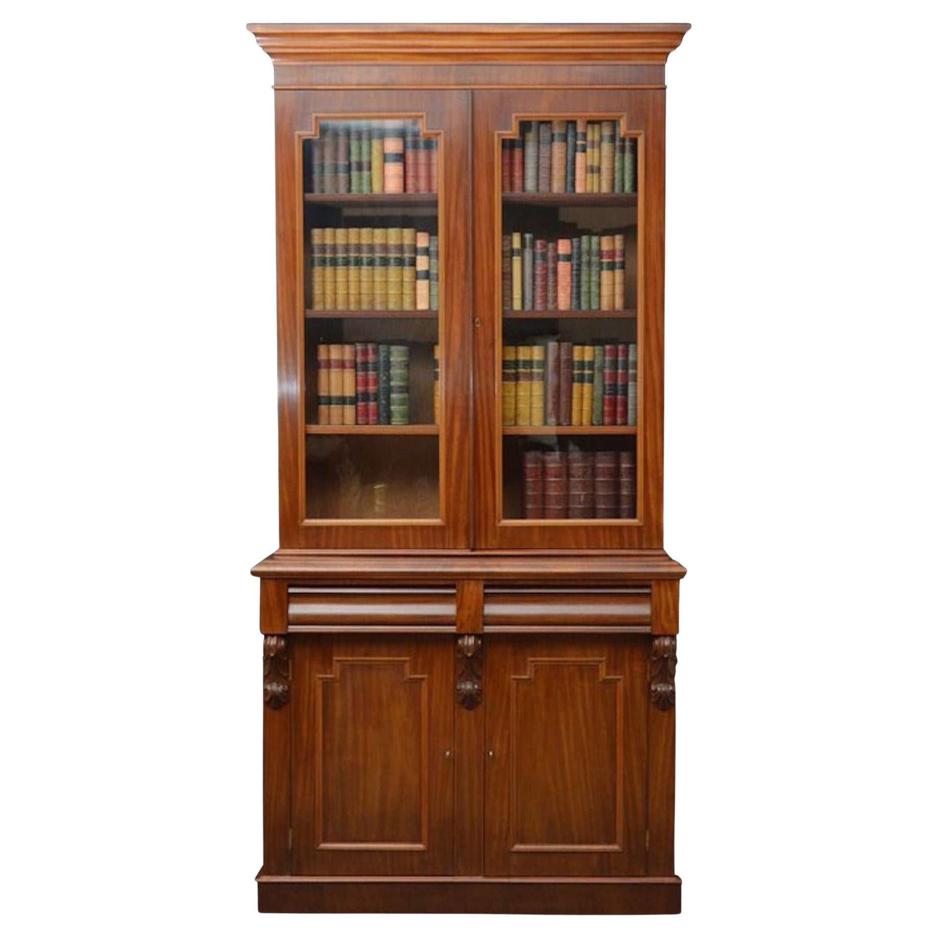 Fina librería victoriana de caoba